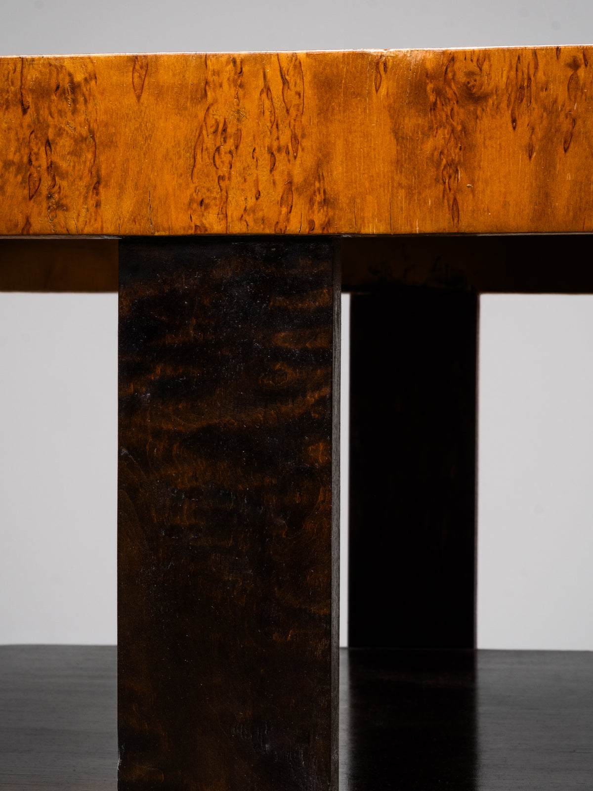 Finnish Functionalist Square Coffee Table in Flamed &amp; Curly Birch, 1940s