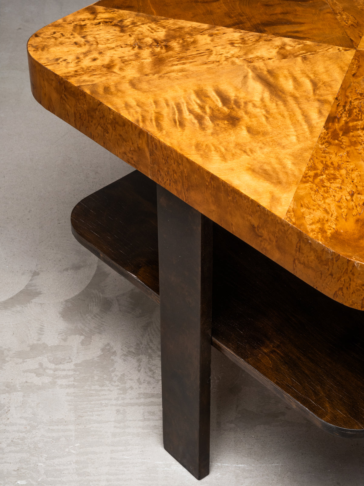 Finnish Functionalist Square Coffee Table in Flamed &amp; Curly Birch, 1940s