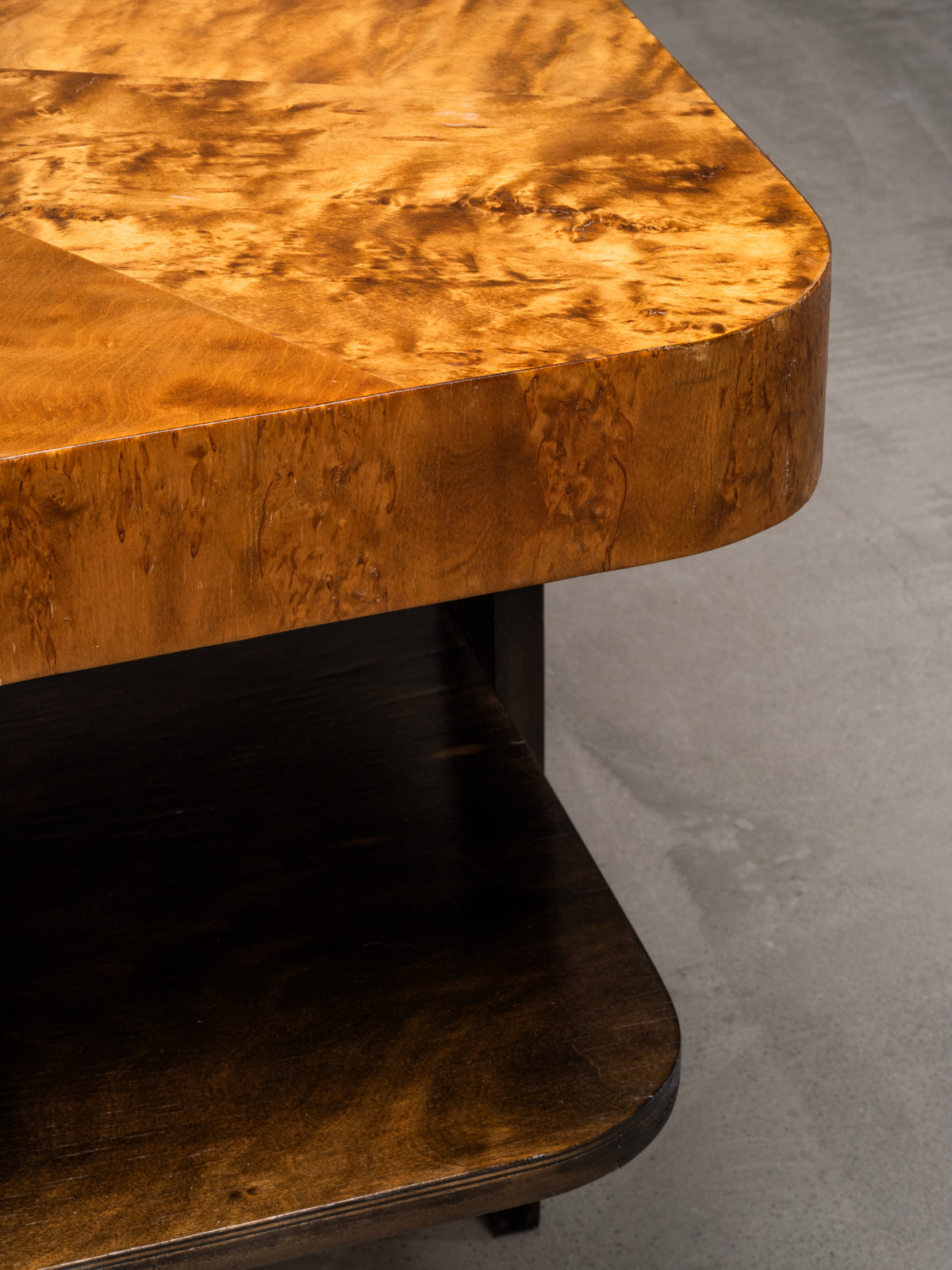 Finnish Functionalist Square Coffee Table in Flamed &amp; Curly Birch, 1940s