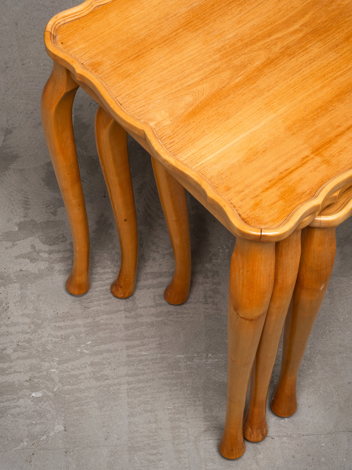 Finnish Mid-Century Elm Nesting Side Tables, Oy Stockmann Ab, 1950s