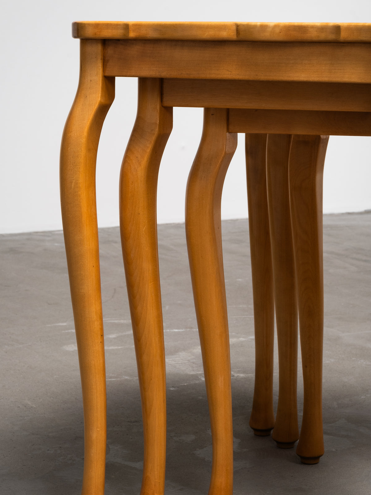 Finnish Mid-Century Elm Nesting Side Tables, Oy Stockmann Ab, 1950s