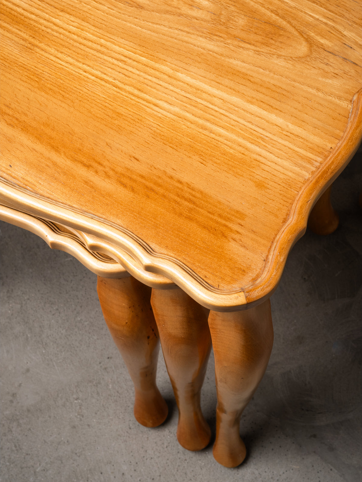 Finnish Mid-Century Elm Nesting Side Tables, Oy Stockmann Ab, 1950s