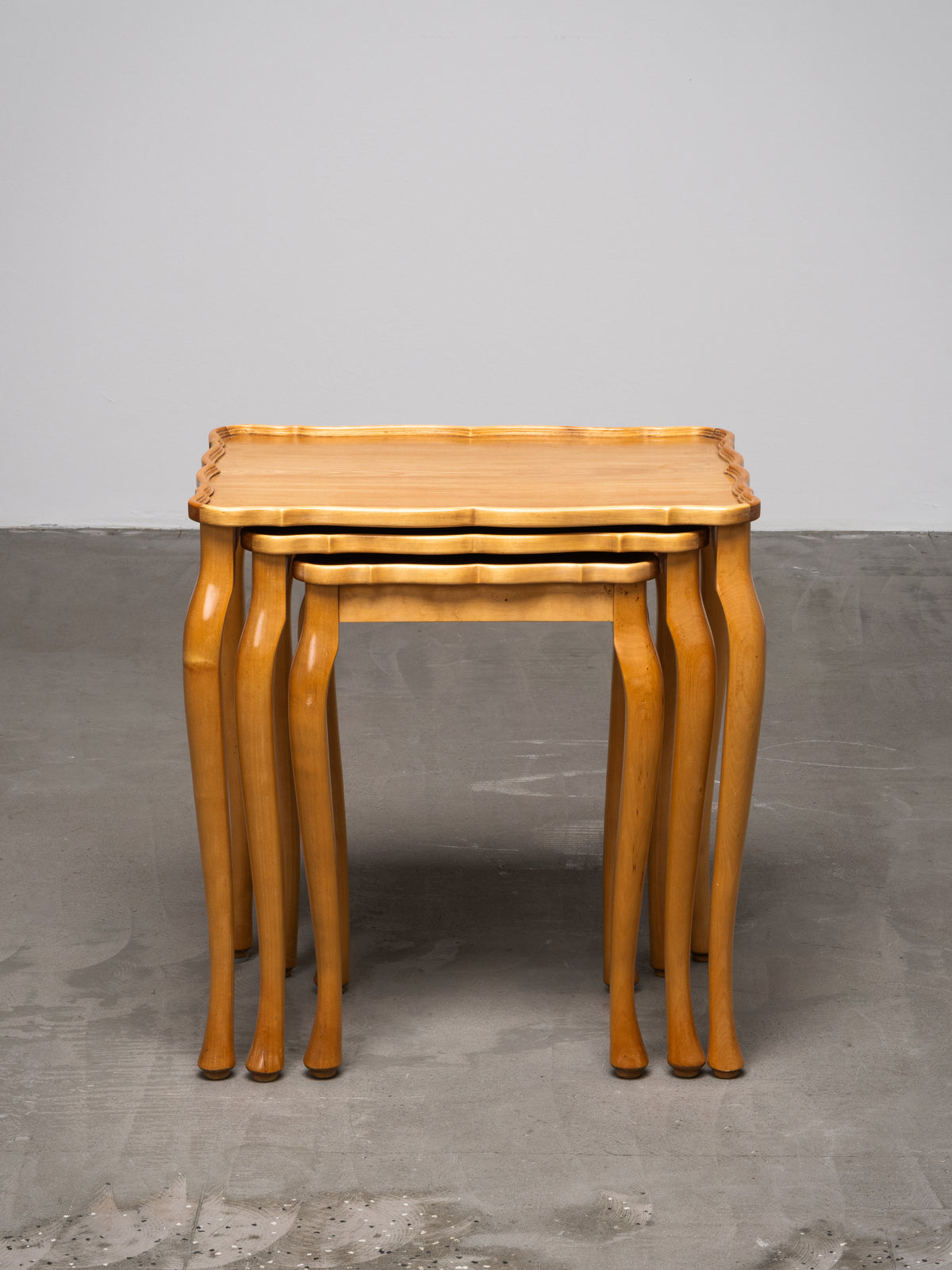 Finnish Mid-Century Elm Nesting Side Tables, Oy Stockmann Ab, 1950s
