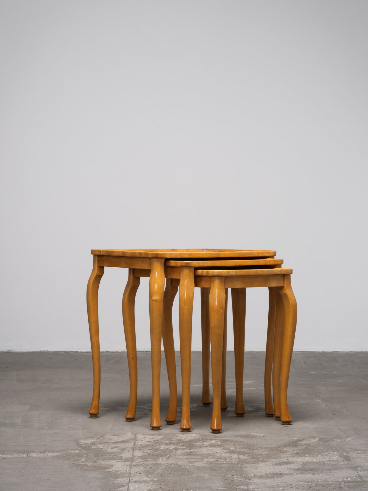 Finnish Mid-Century Elm Nesting Side Tables, Oy Stockmann Ab, 1950s