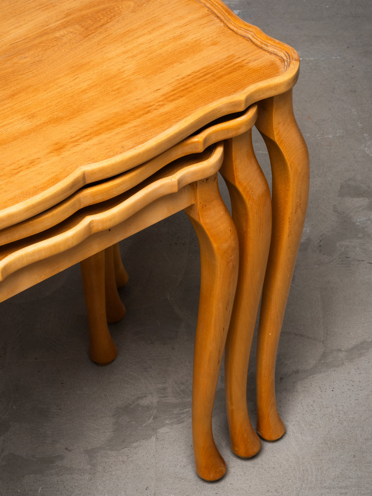 Finnish Mid-Century Elm Nesting Side Tables, Oy Stockmann Ab, 1950s