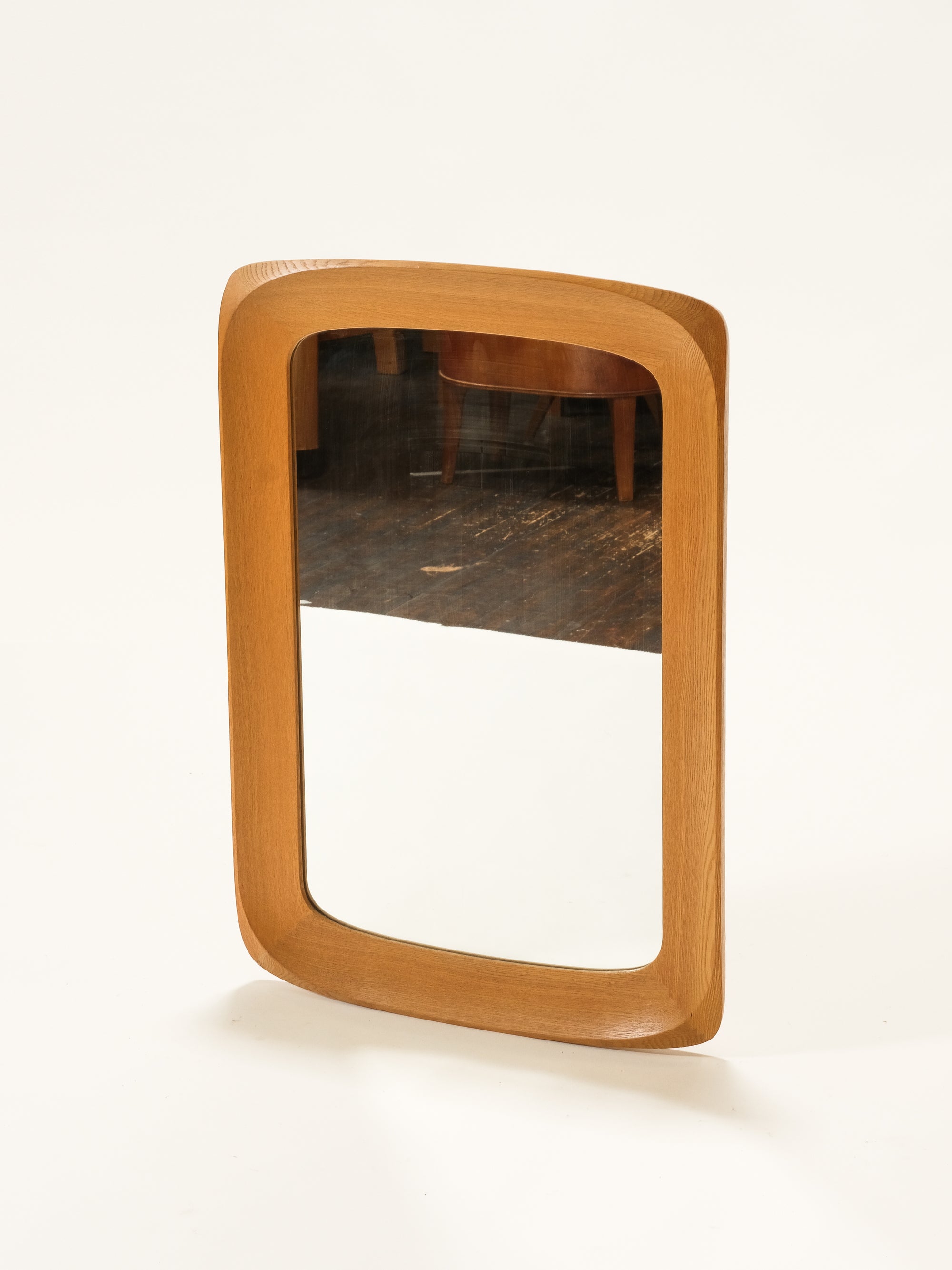 Mid-Century Oak Wall Mirror, Glas &amp; Trä Hovmantorp, Sweden
