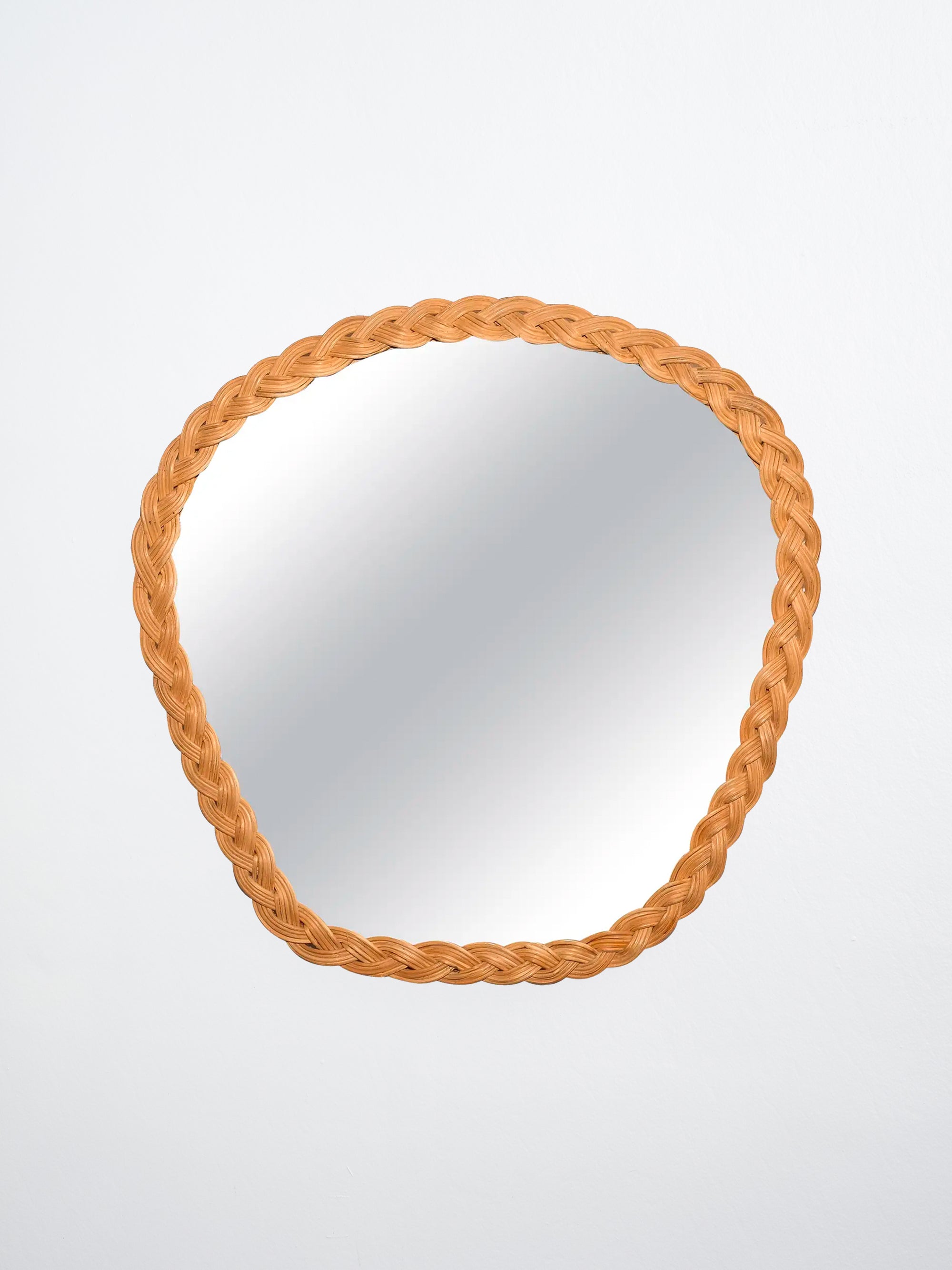 Mid-Century Modern Handcrafted Braided Rattan Mirror, Finland, 1960s