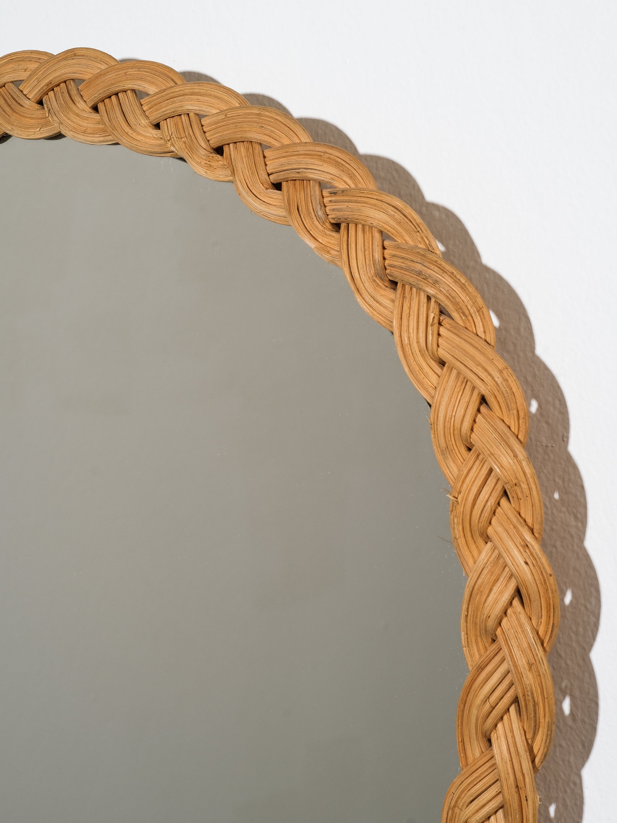 Mid-Century Modern Handcrafted Braided Rattan Mirror, Finland, 1960s