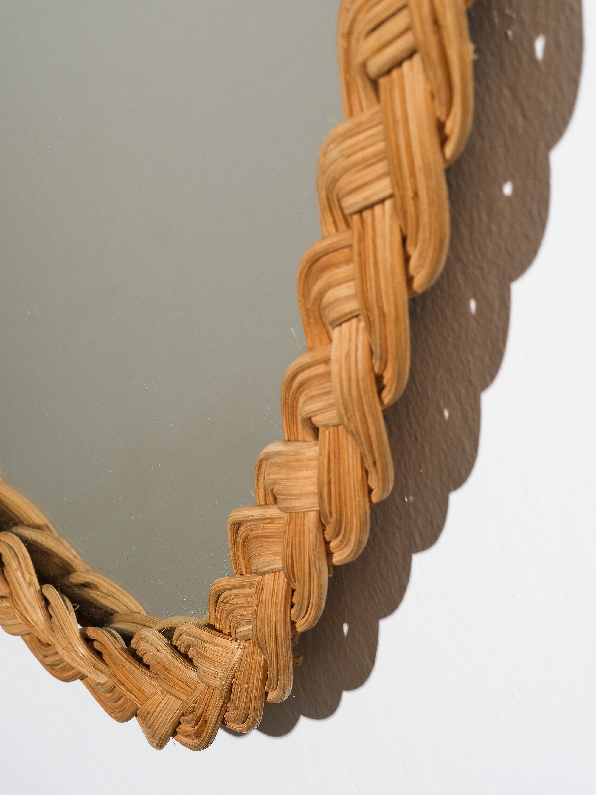 Mid-Century Modern Handcrafted Braided Rattan Mirror, Finland, 1960s