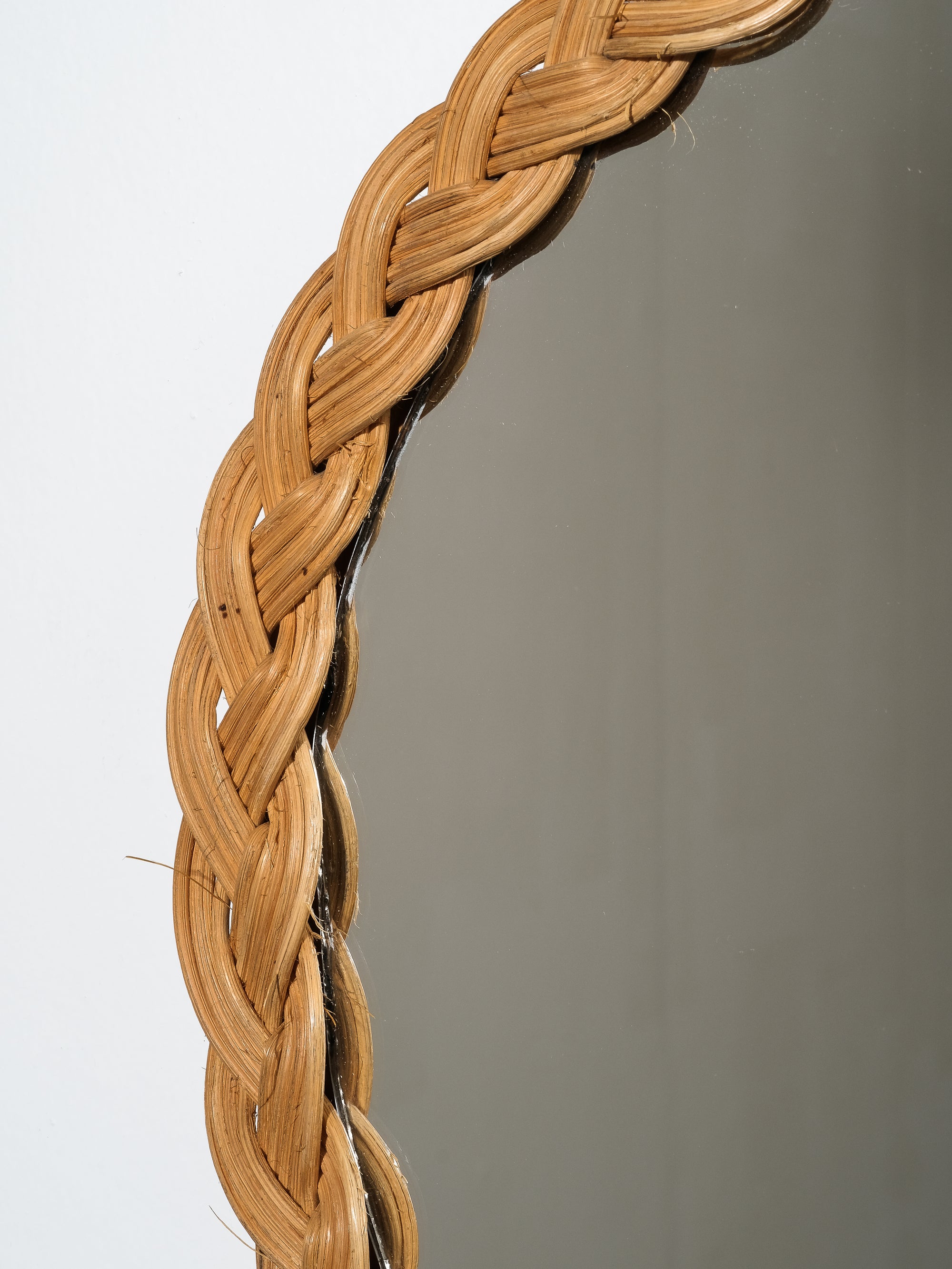 Mid-Century Modern Handcrafted Braided Rattan Mirror, Finland, 1960s