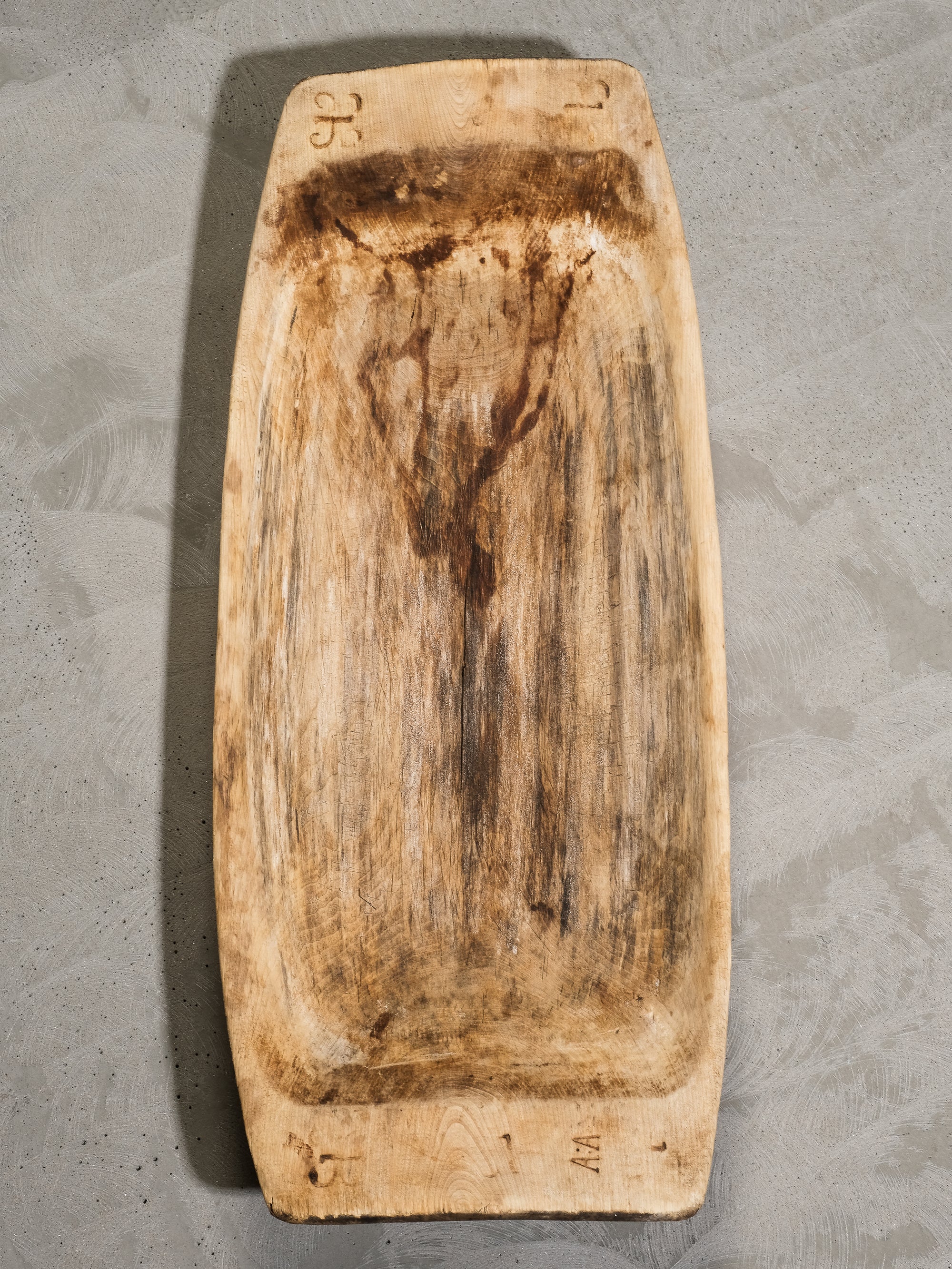 Large Antique Swedish Folk Art Trough Bowl / 19th Century Rustic Decorative Dish