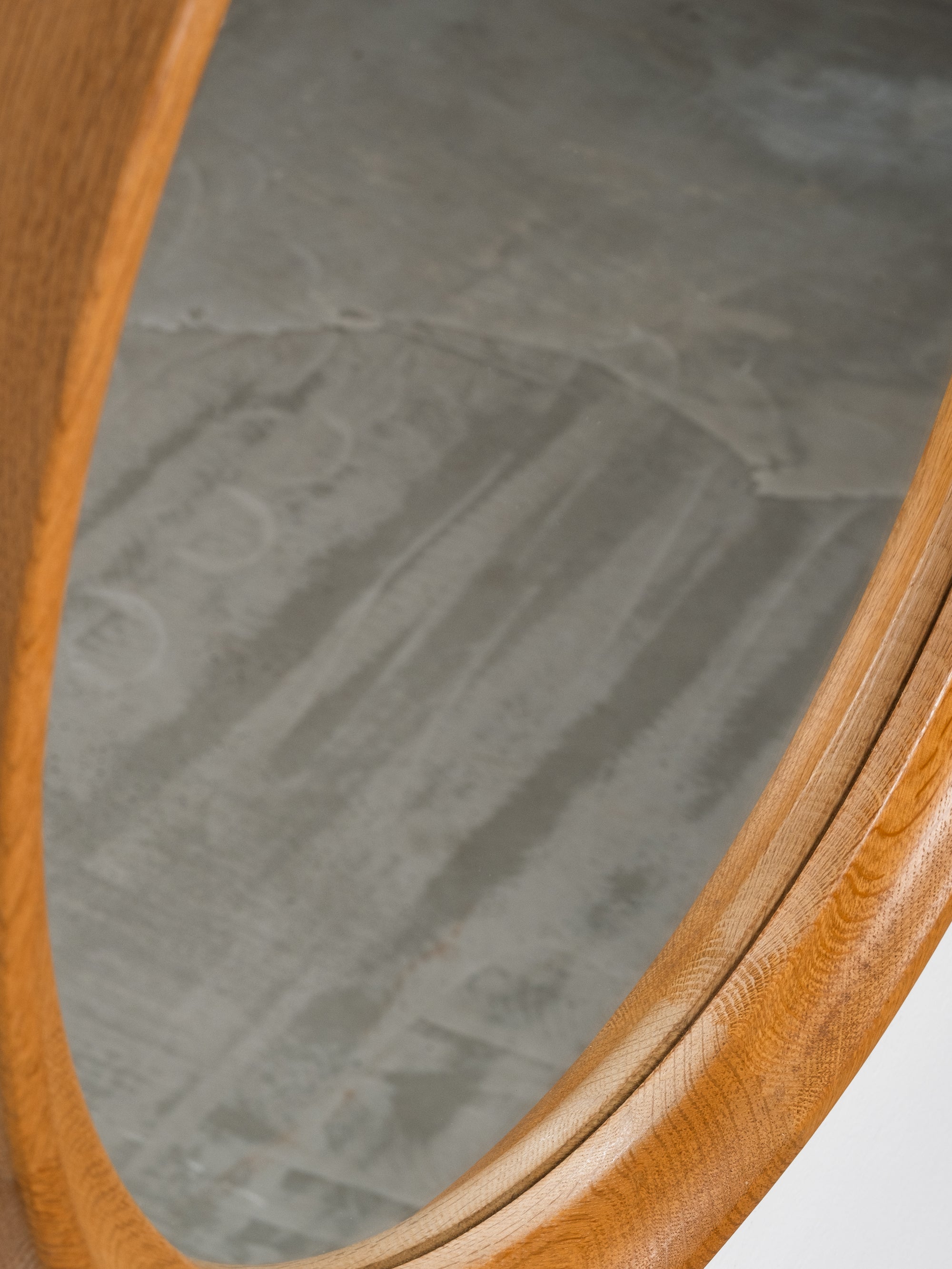 Scandinavian Mid-Century Oak Framed Round Wall Mirror, 1960s