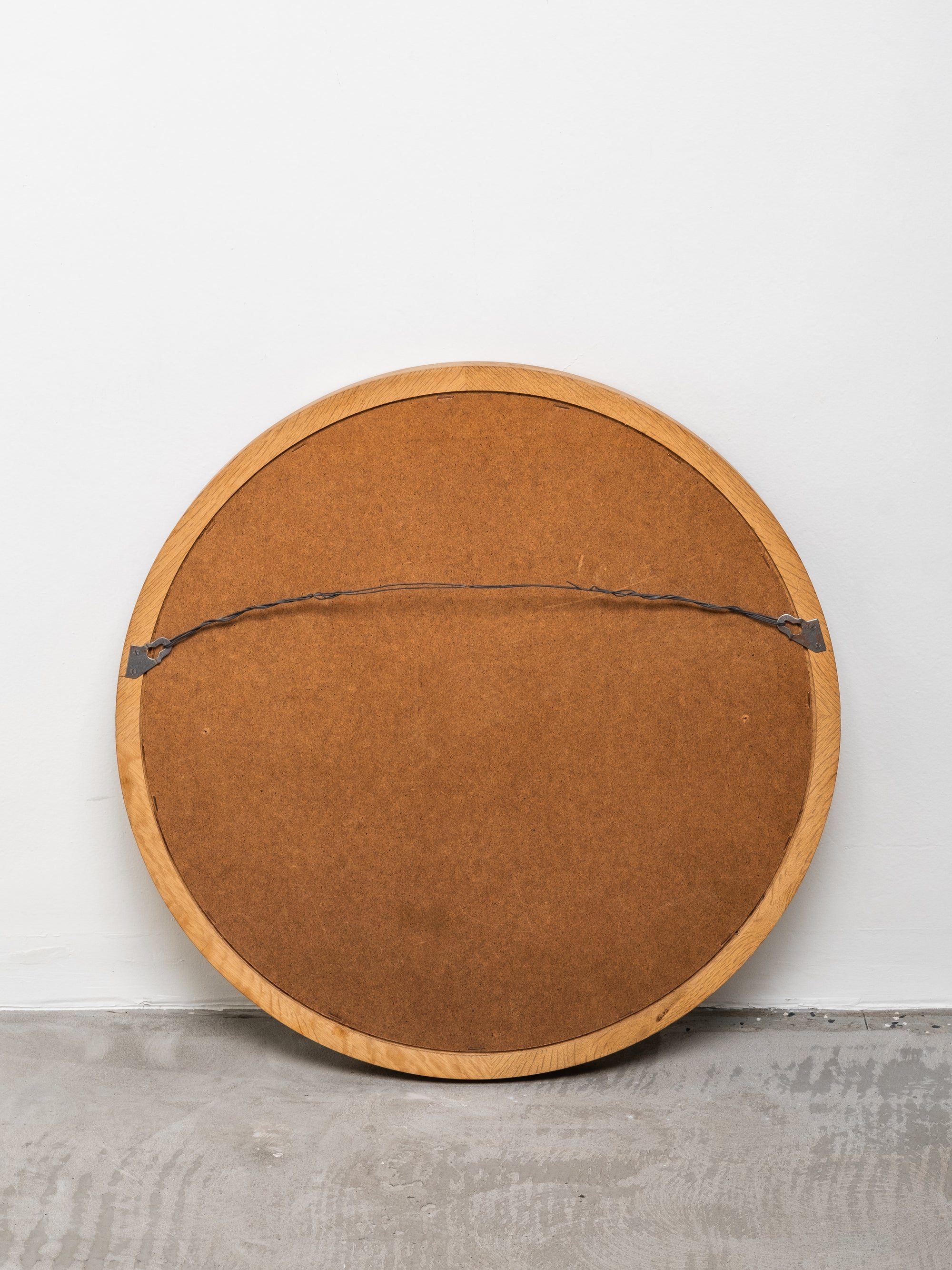 Scandinavian Mid-Century Oak Framed Round Wall Mirror, 1960s