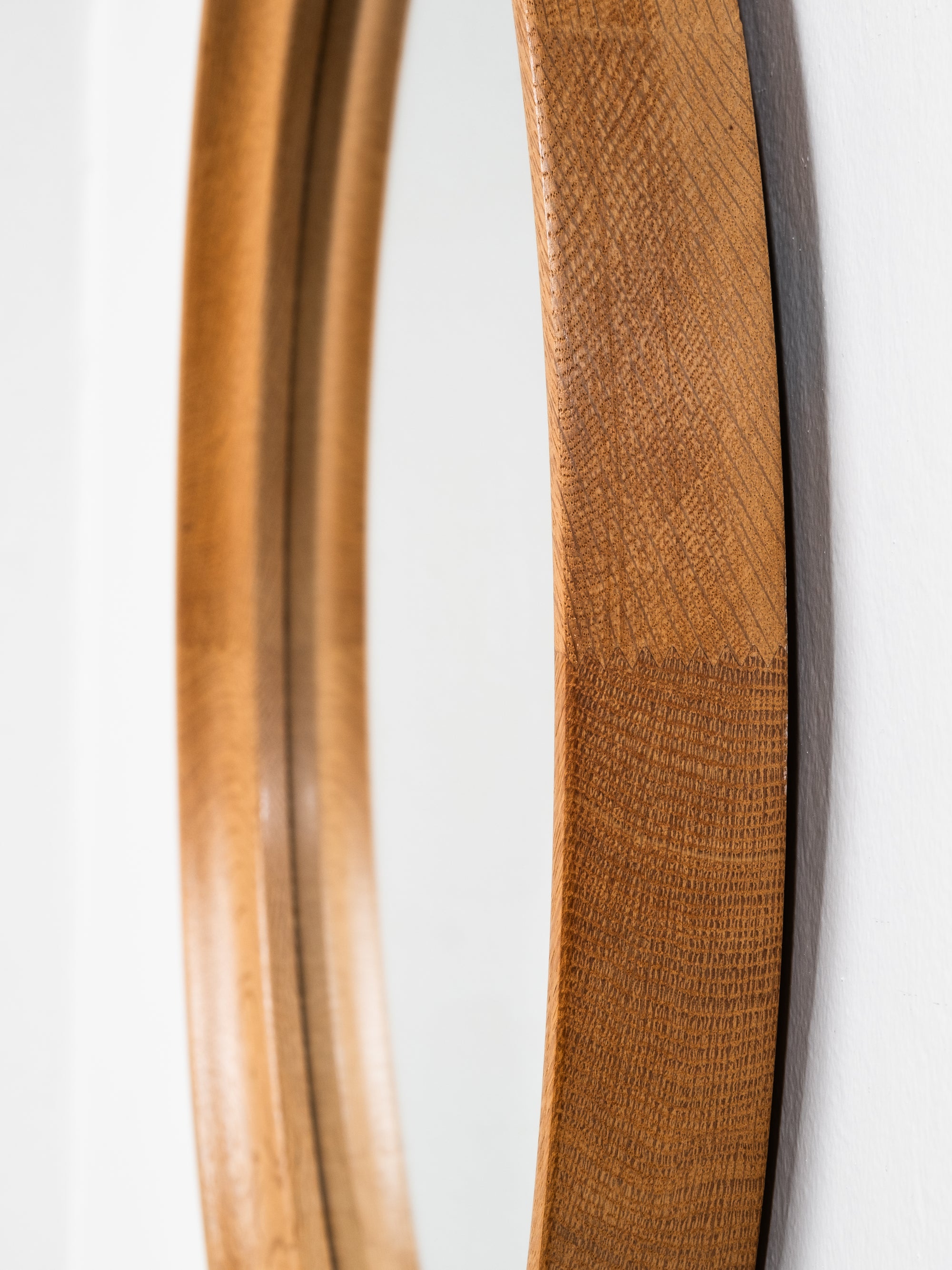 Scandinavian Mid-Century Oak Framed Round Wall Mirror, 1960s