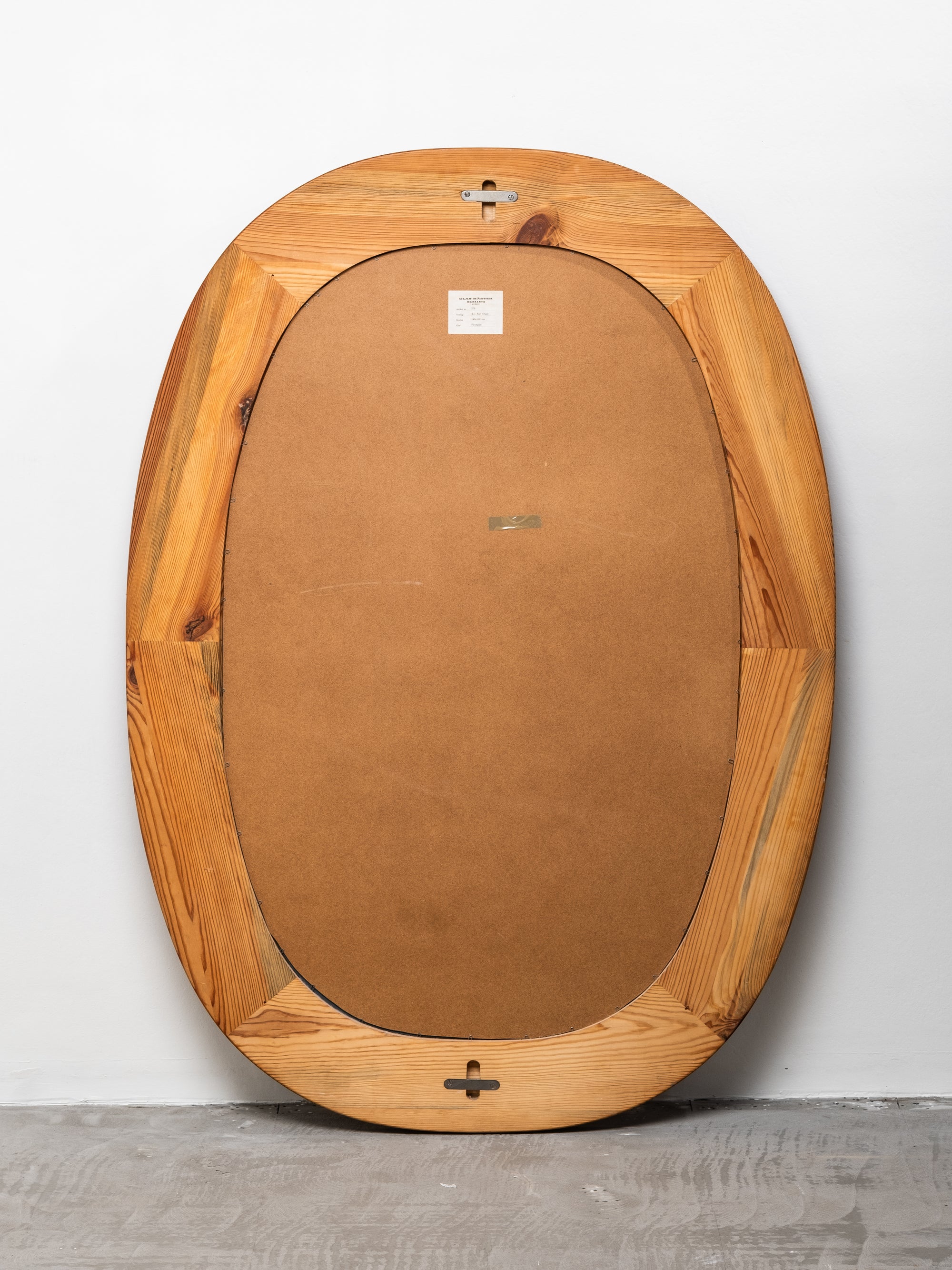 Large Oval Mid-Century Pine Wall Mirror, Glas Mäster Markaryd, Sweden, 1970s