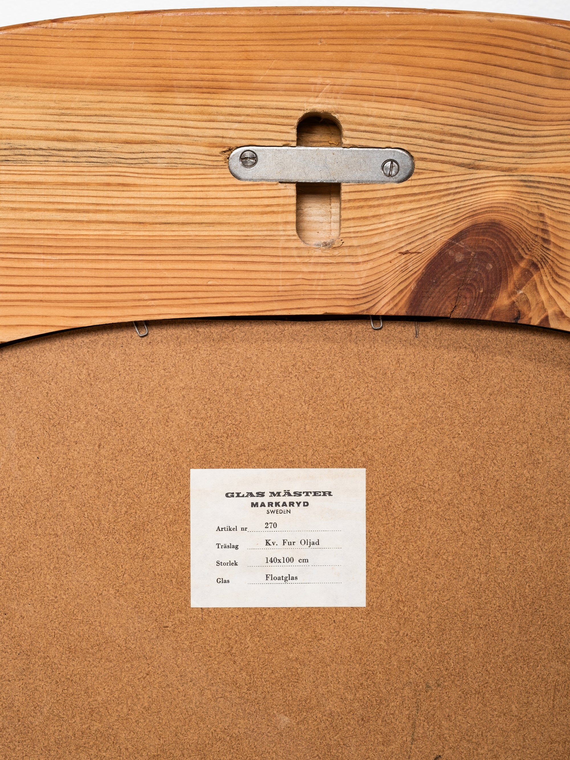 Large Oval Mid-Century Pine Wall Mirror, Glas Mäster Markaryd, Sweden, 1970s