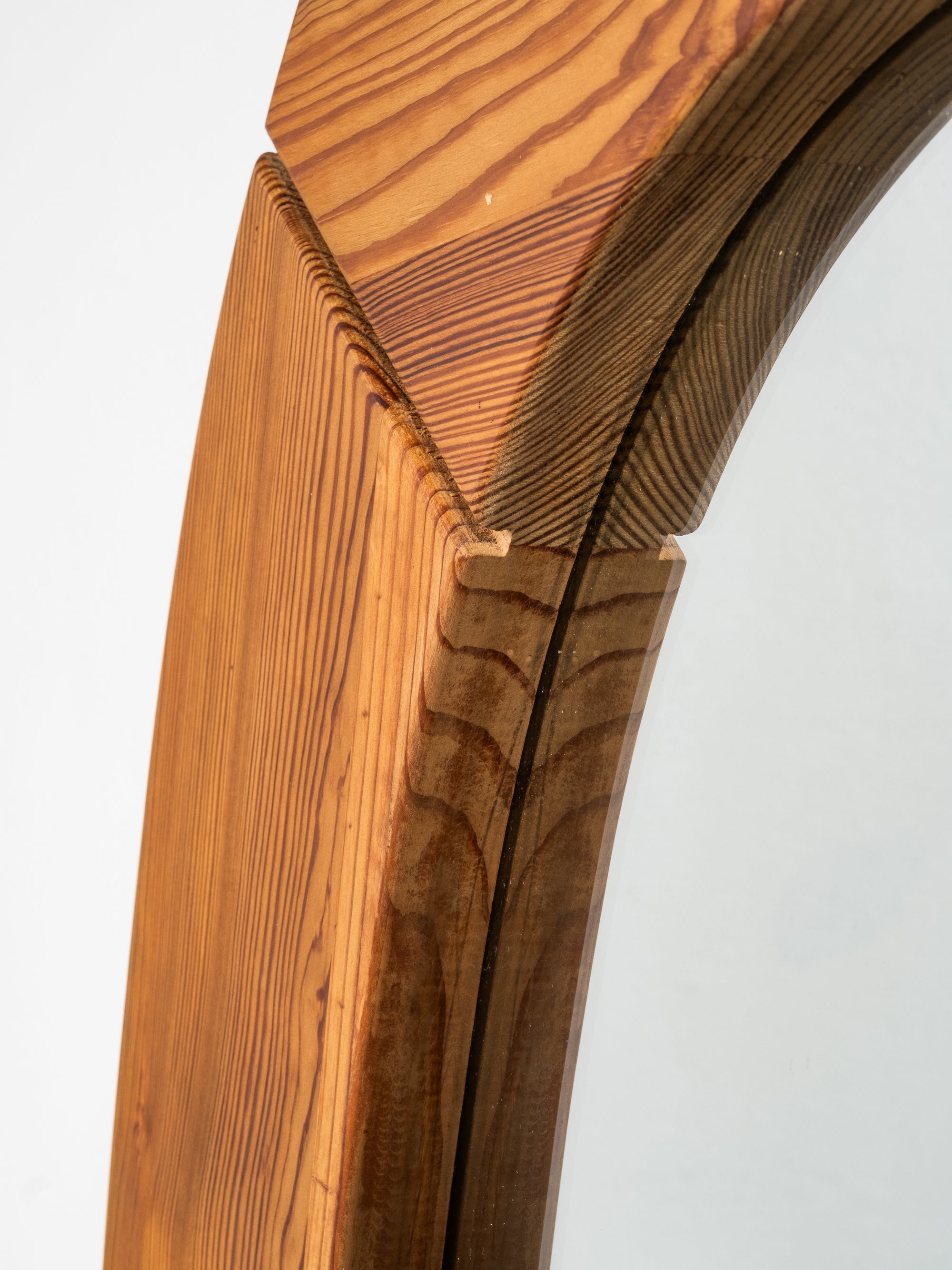 Large Oval Mid-Century Pine Wall Mirror, Glas Mäster Markaryd, Sweden, 1970s