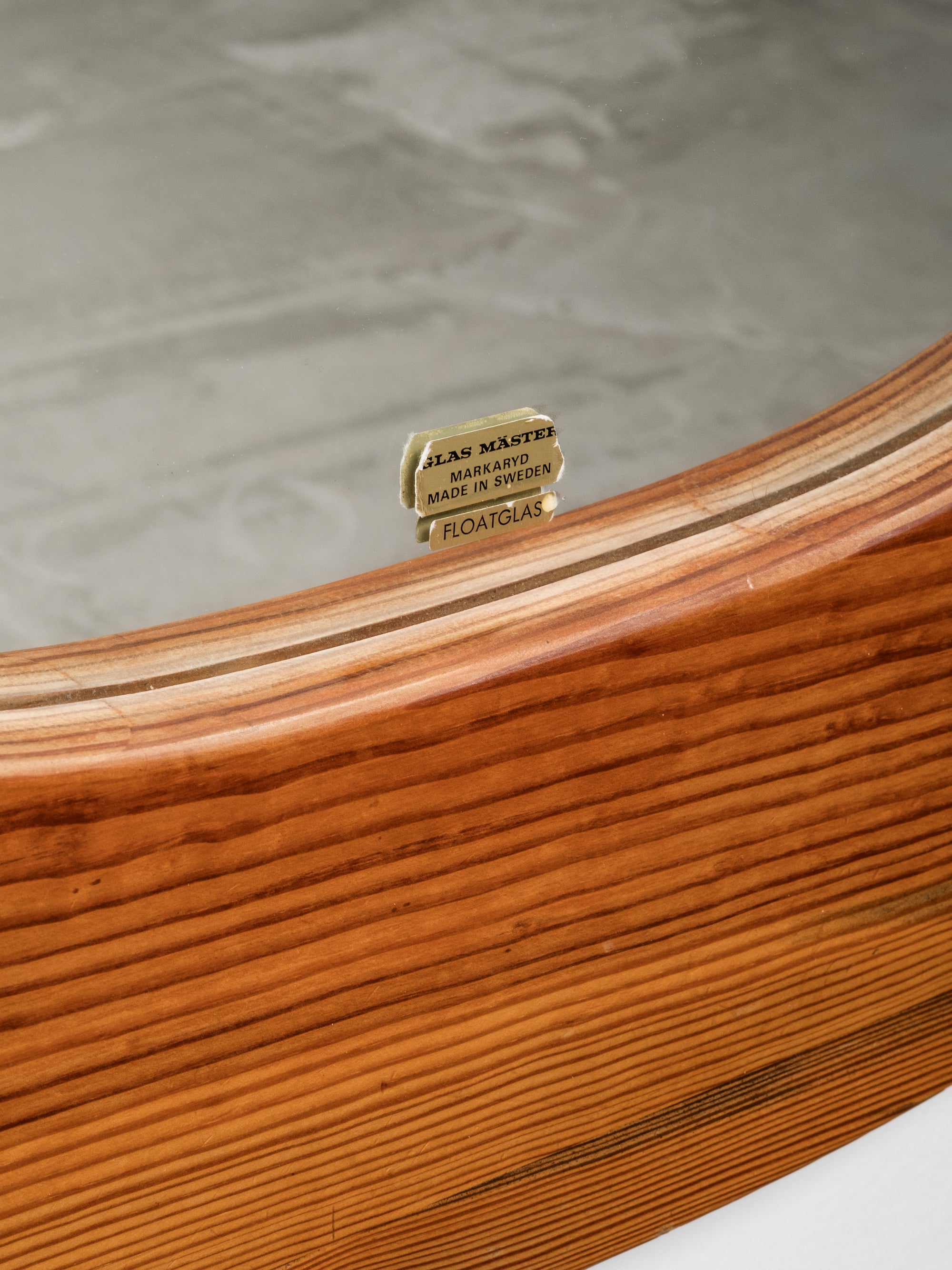 Large Oval Mid-Century Pine Wall Mirror, Glas Mäster Markaryd, Sweden, 1970s