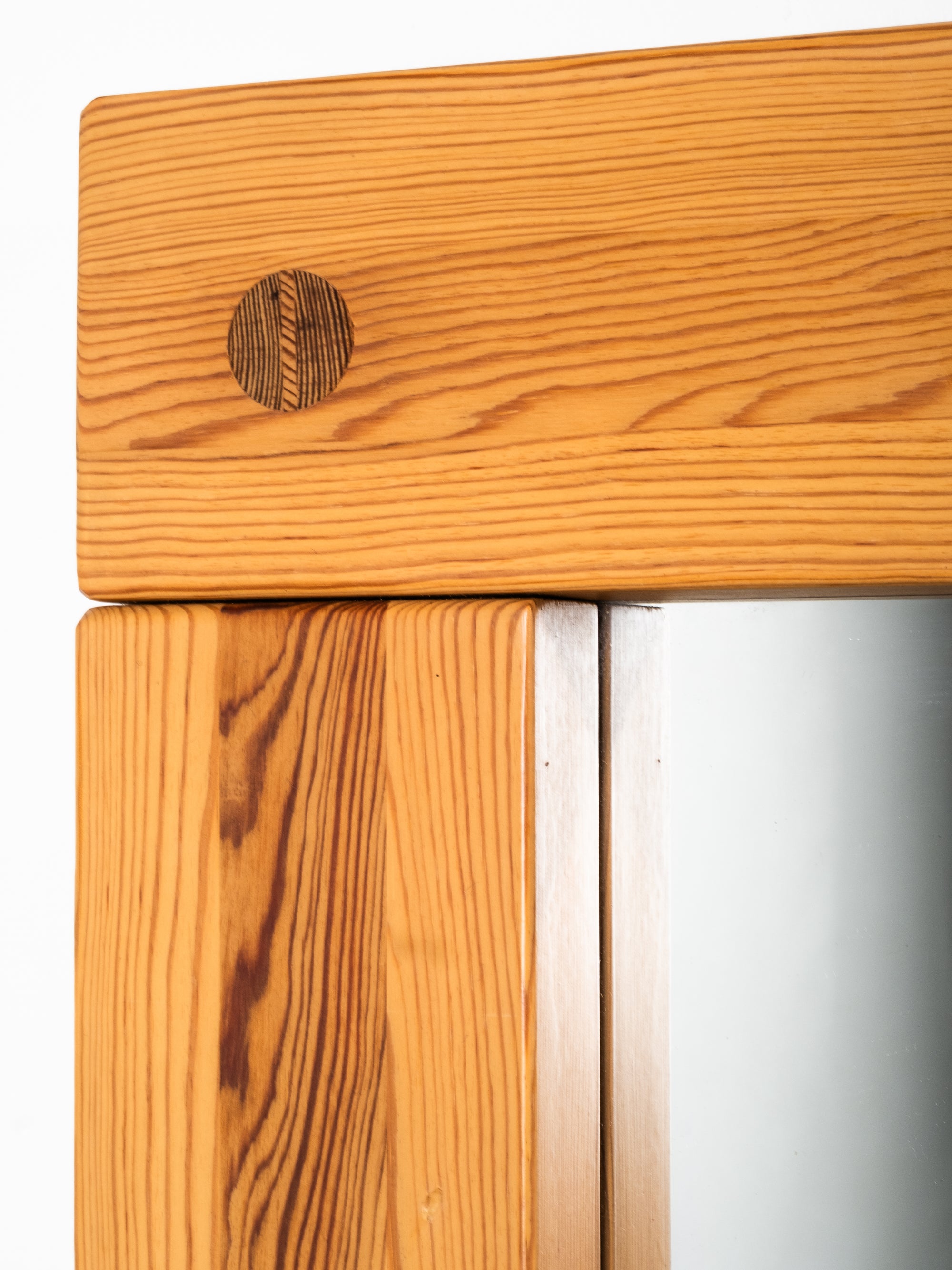 Large Mid-Century Pine Wall Mirror, Sweden, 1970s