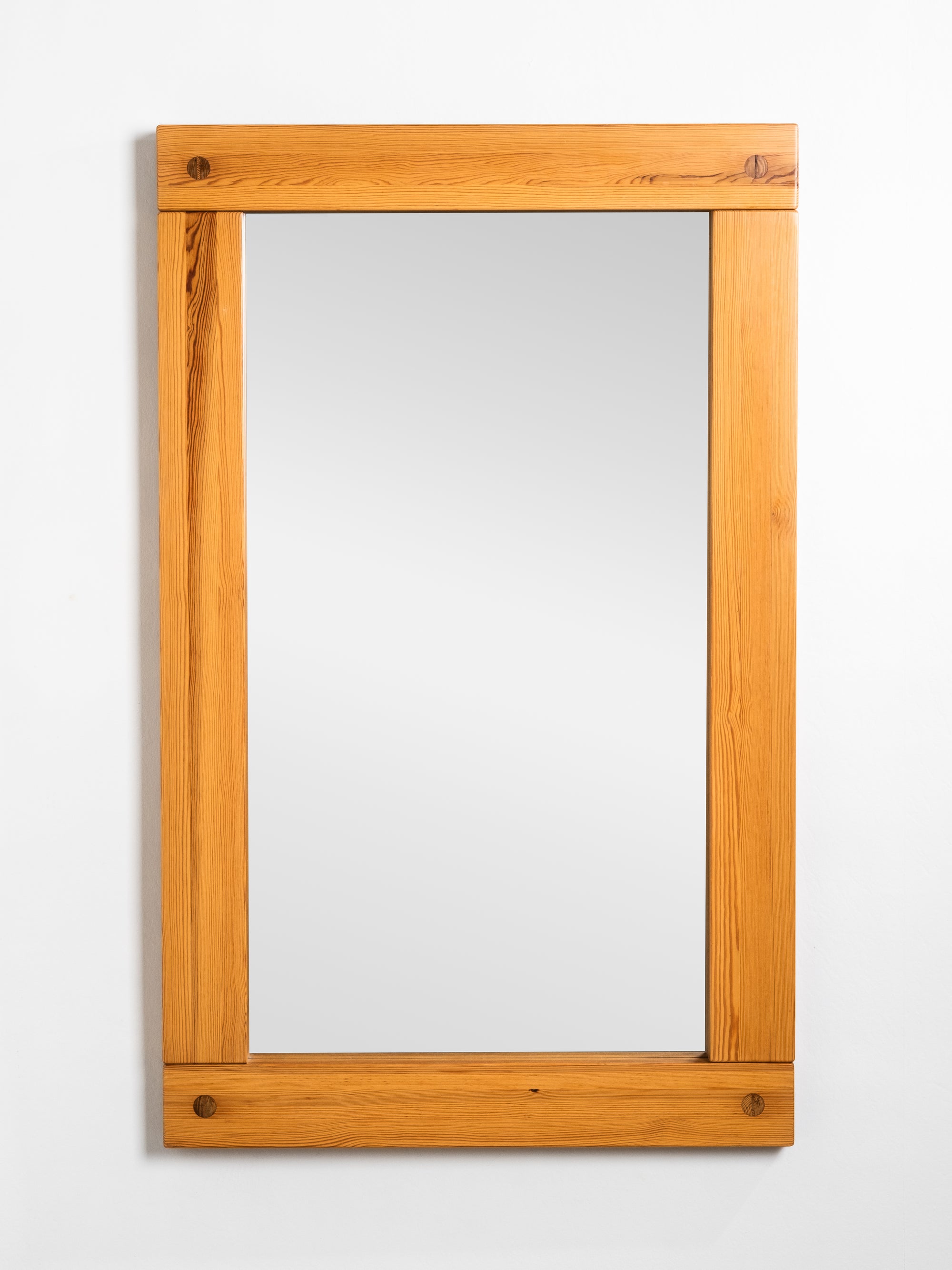 Large Mid-Century Pine Wall Mirror, Sweden, 1970s