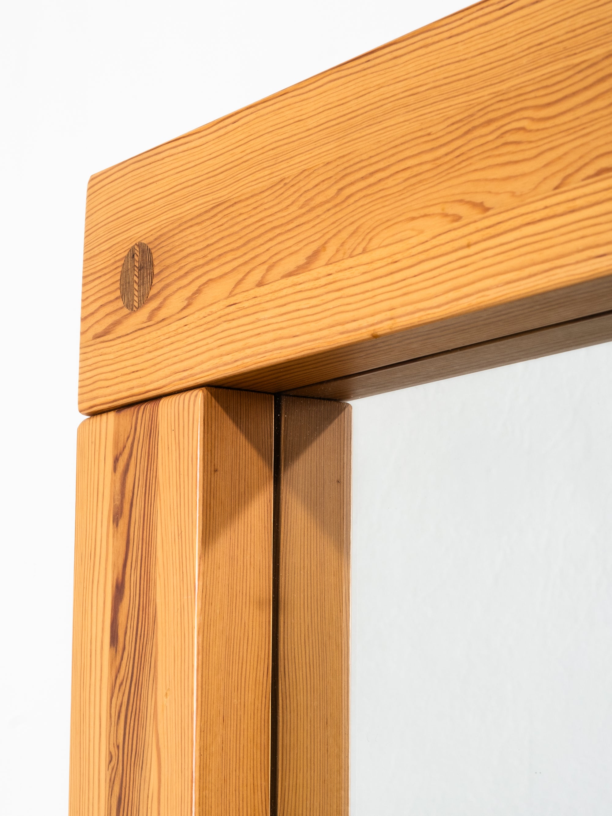 Large Mid-Century Pine Wall Mirror, Sweden, 1970s