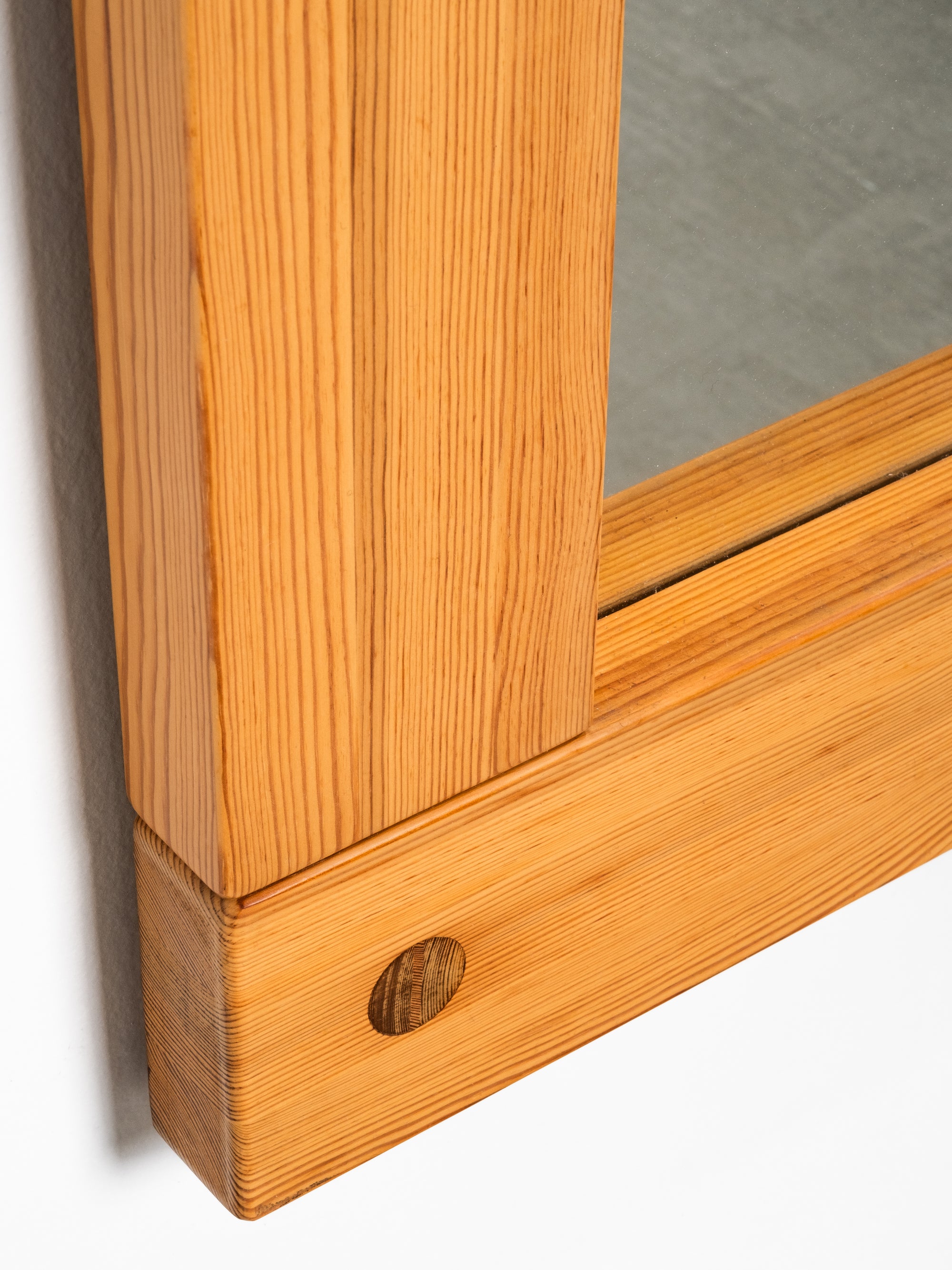 Large Mid-Century Pine Wall Mirror, Sweden, 1970s