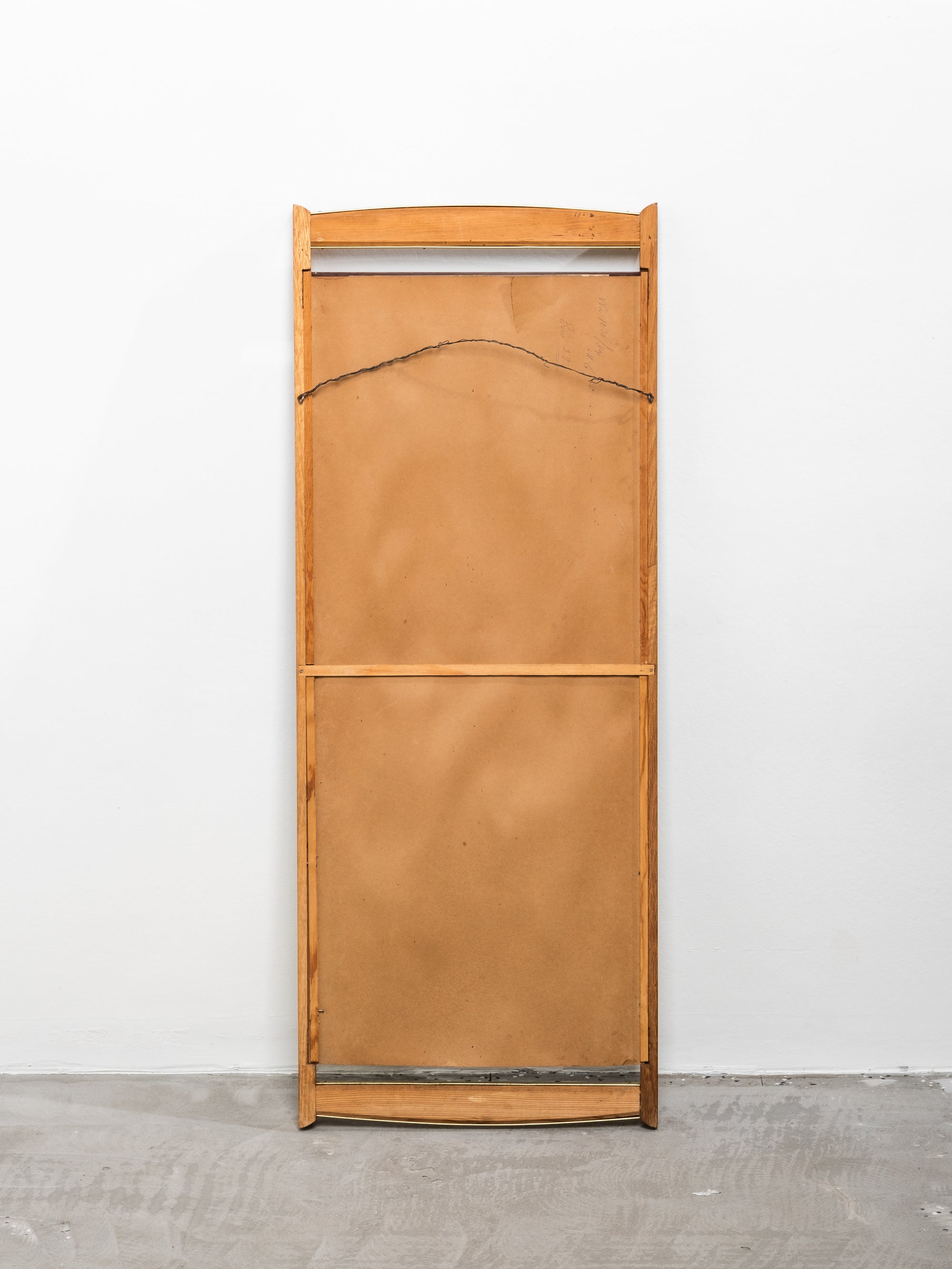 Scandinavian Mid-Century Oak, Brass &amp; Rattan Wall Mirror, 1950s