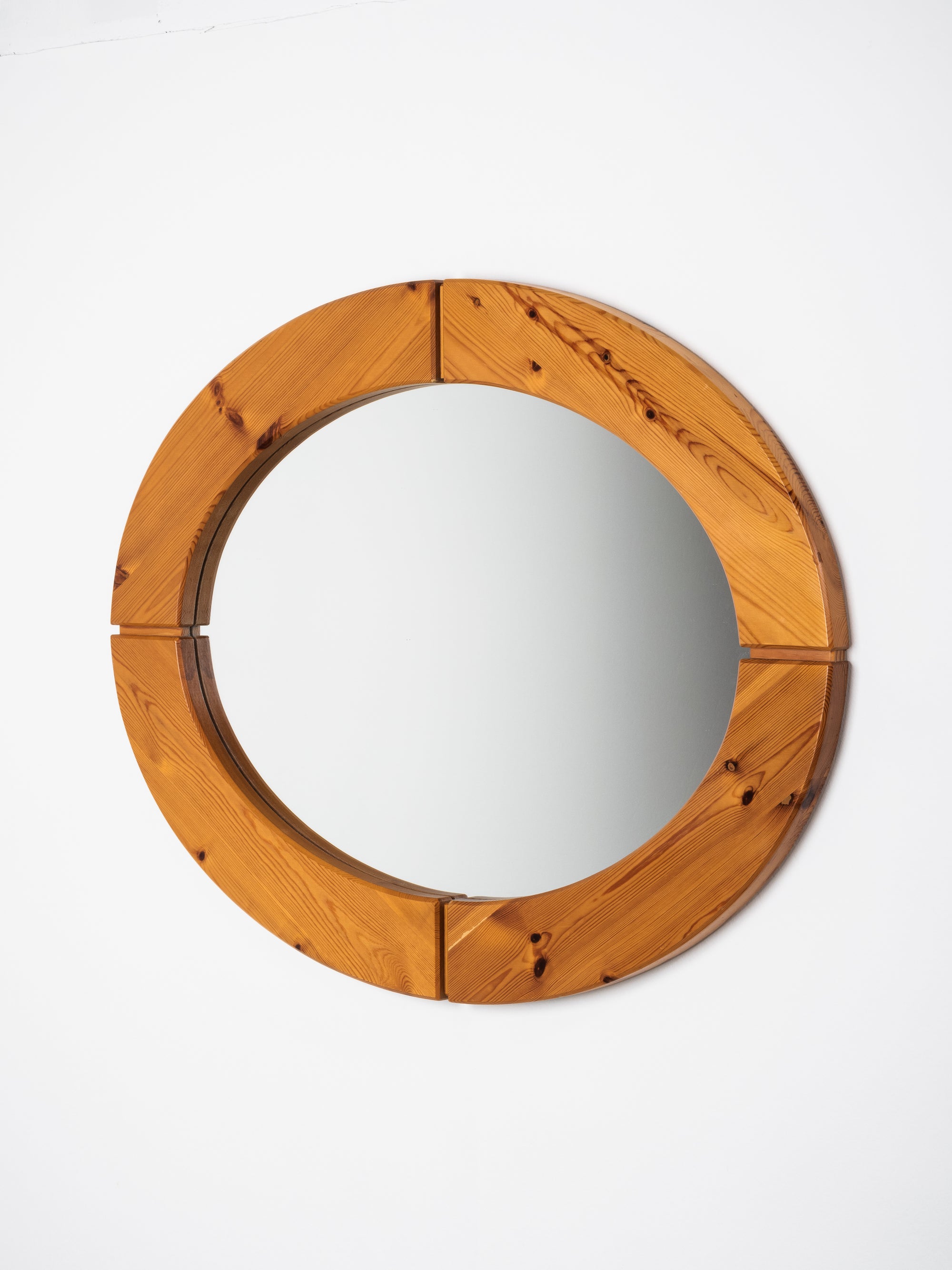 Oval Solid Pine Wall Mirror, 1970s