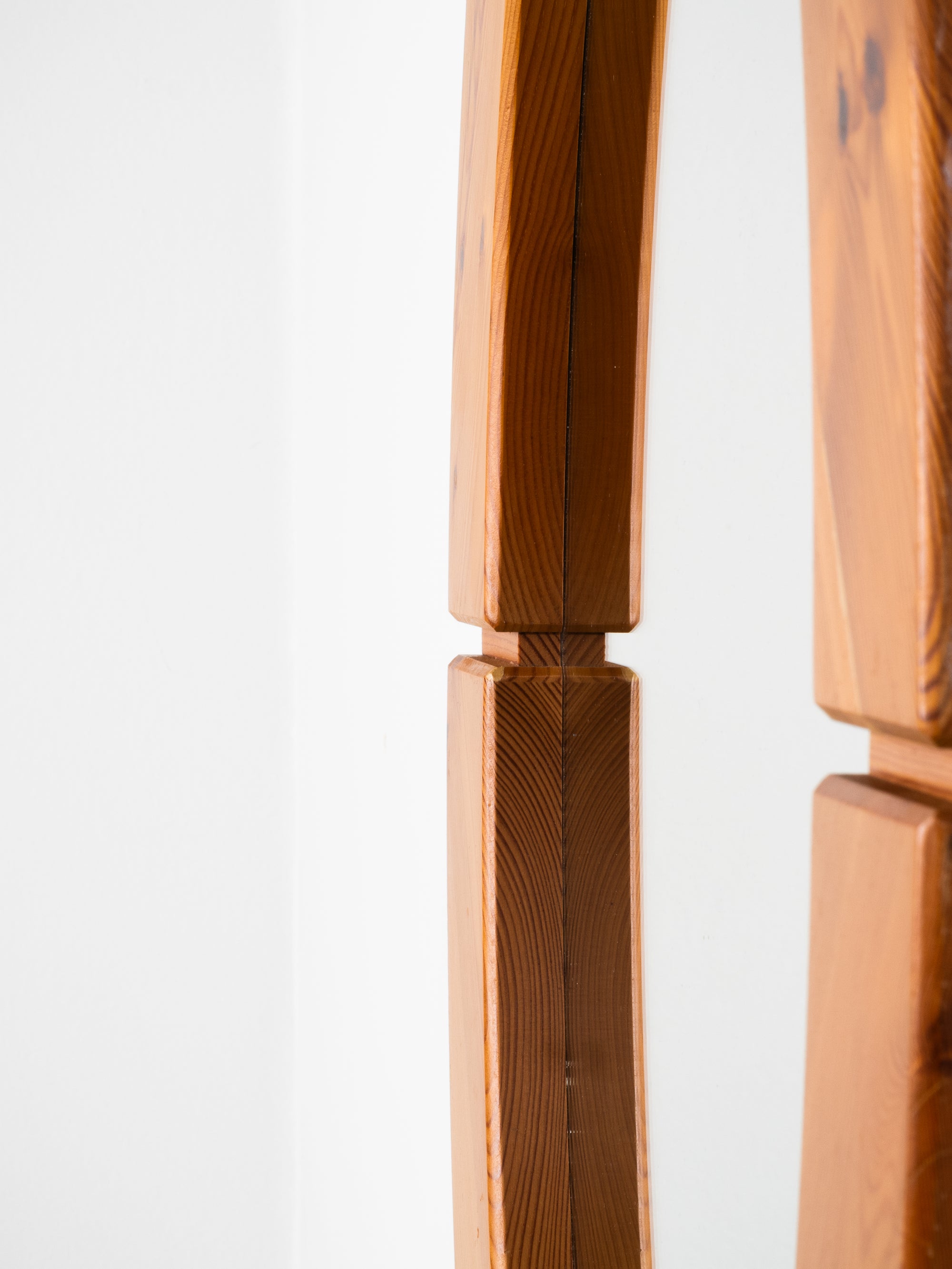 Oval Solid Pine Wall Mirror, 1970s