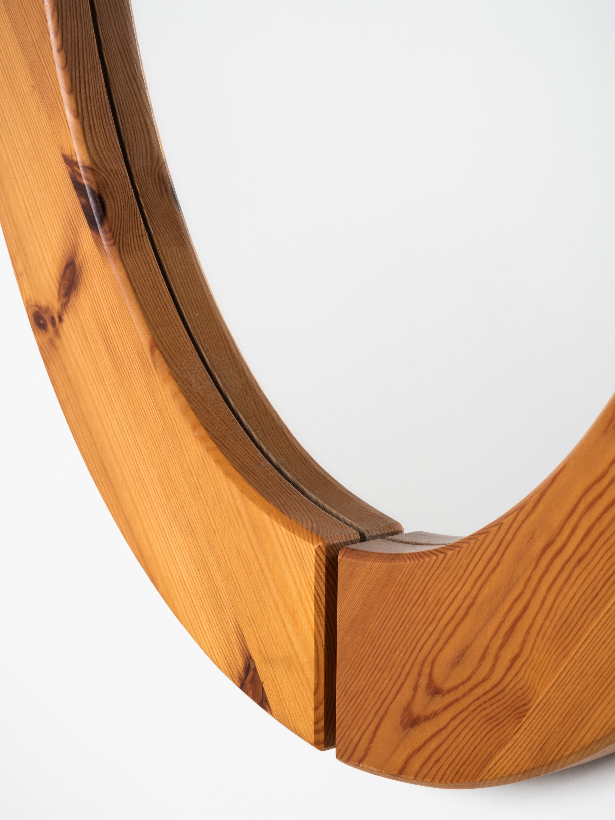 Oval Solid Pine Wall Mirror, 1970s