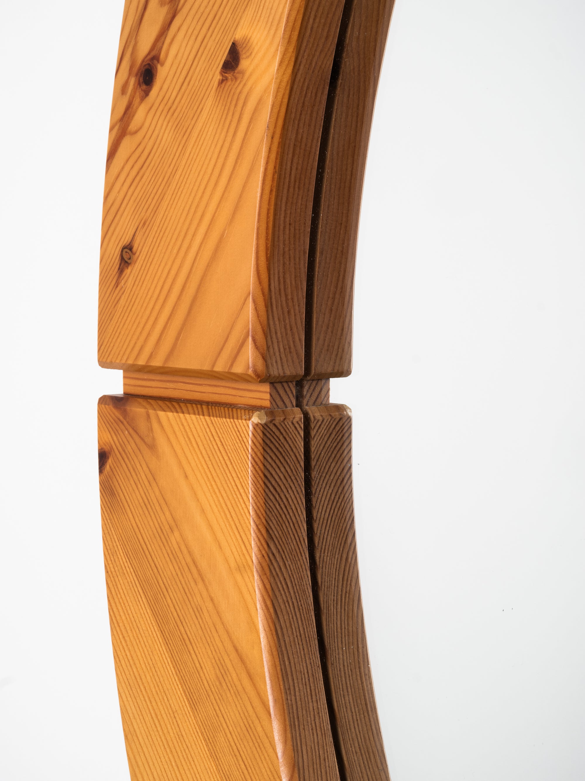 Oval Solid Pine Wall Mirror, 1970s