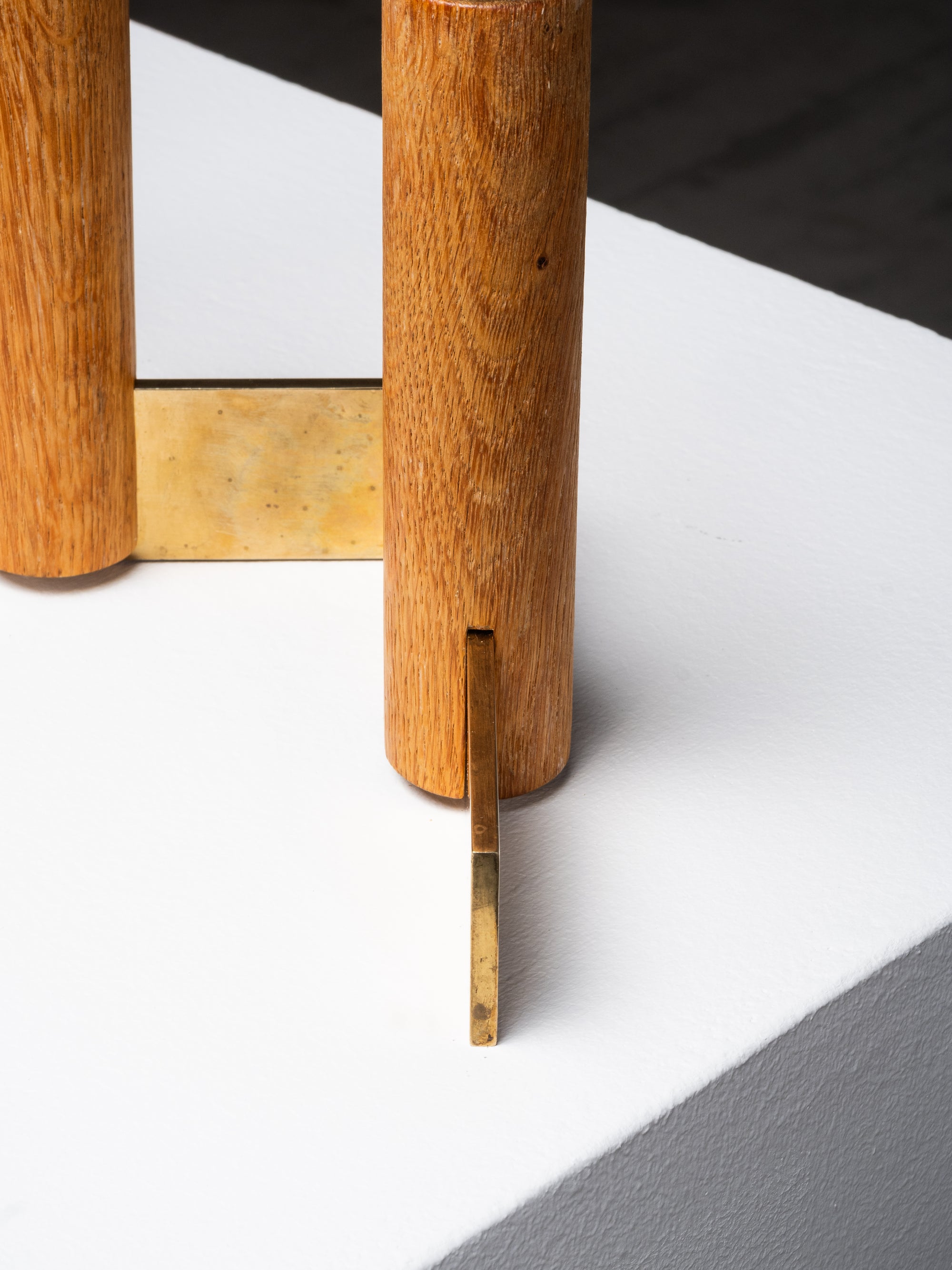 Oak &amp; Brass Candlestick Holder by Hans-Agne Jakobsson, Sweden, 1950s