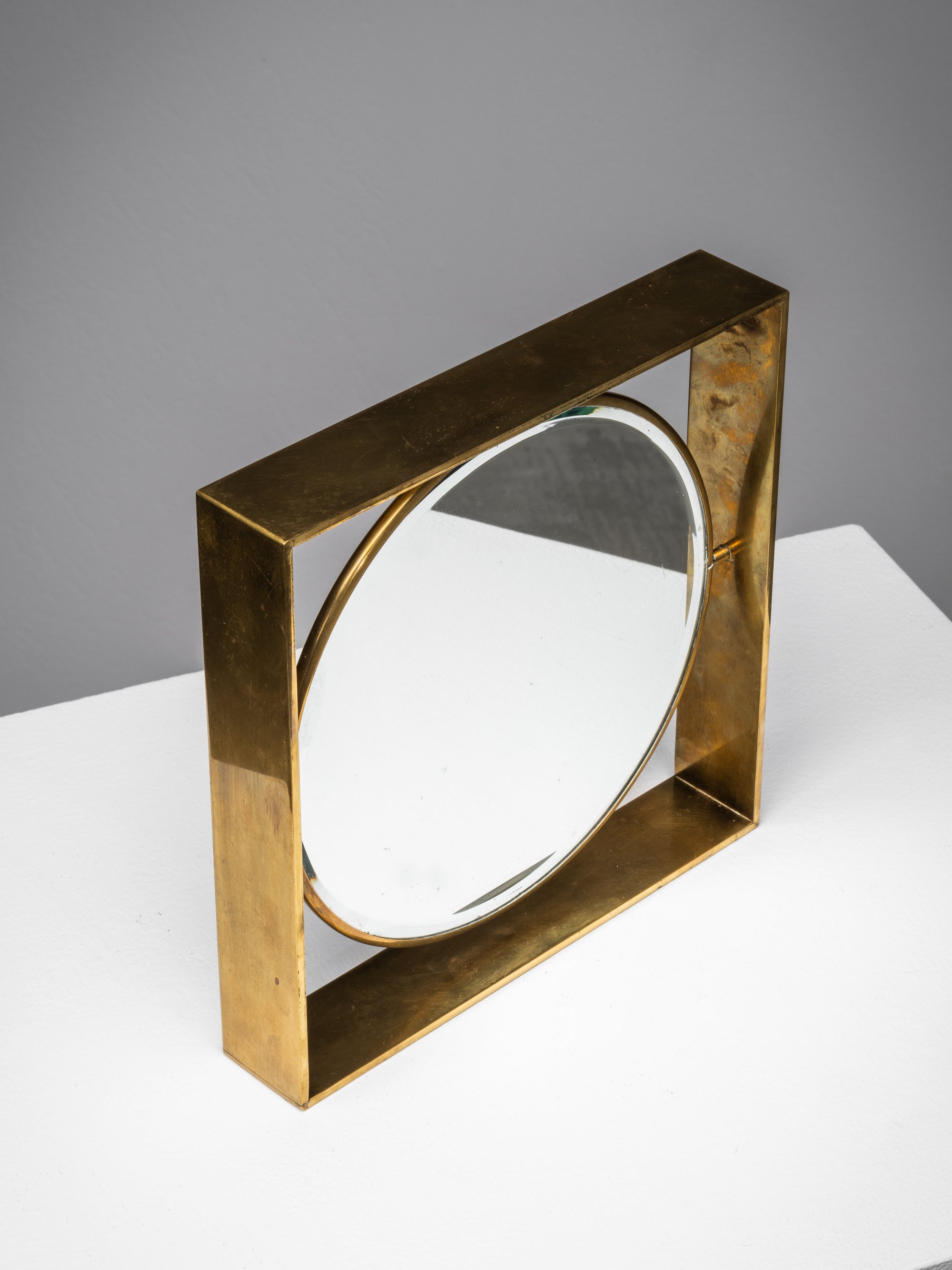 Mid-Century Modern Brass Framed Table Mirror, Finland, 1950s