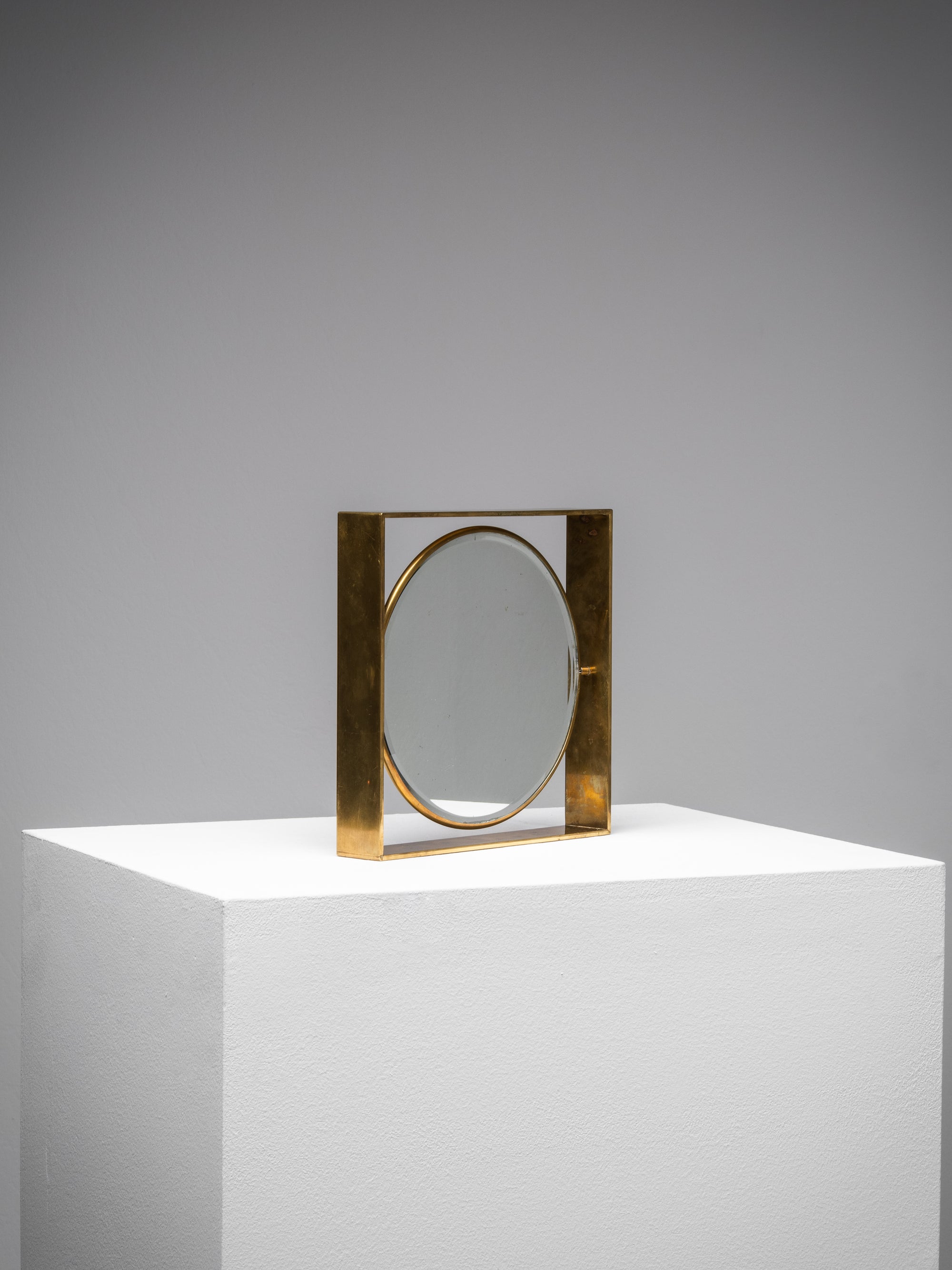 Mid-Century Modern Brass Framed Table Mirror, Finland, 1950s