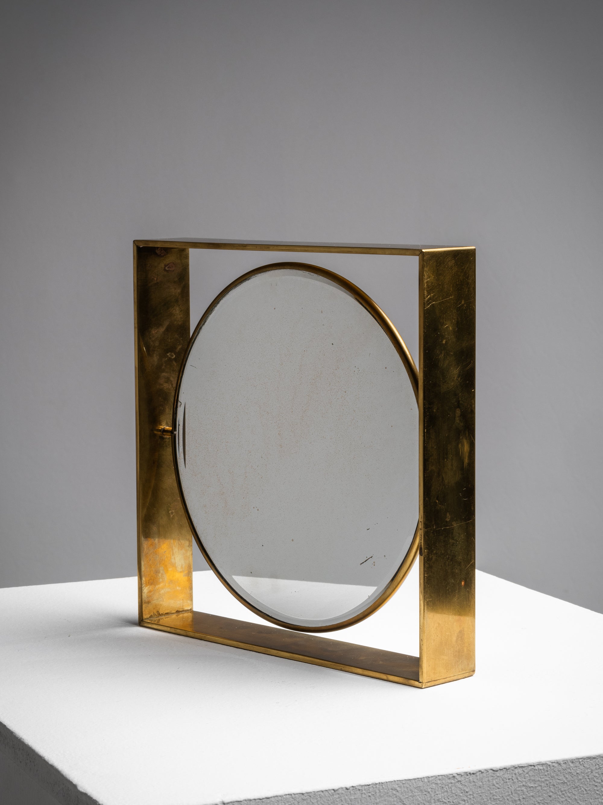 Mid-Century Modern Brass Framed Table Mirror, Finland, 1950s