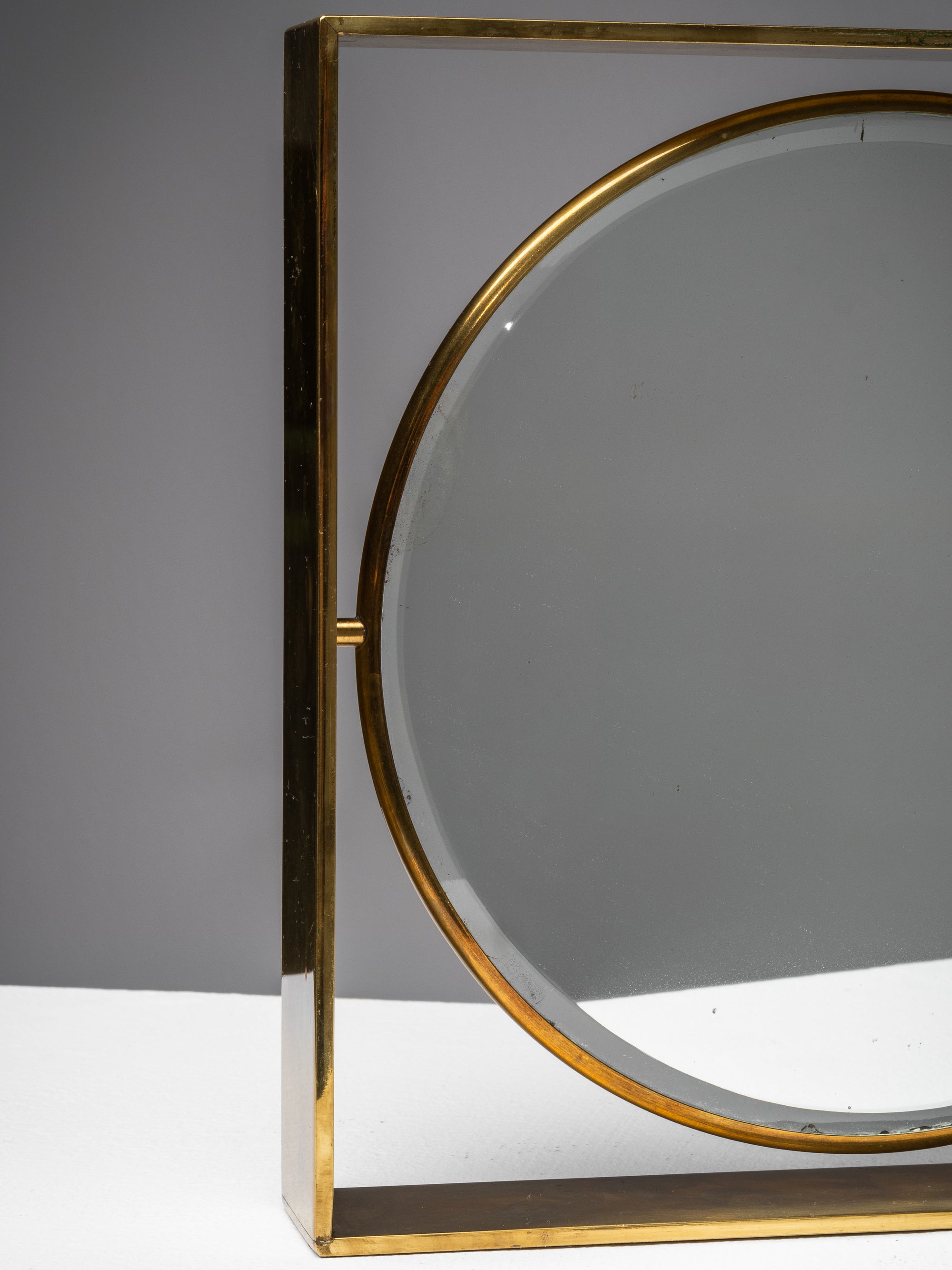 Mid-Century Modern Brass Framed Table Mirror, Finland, 1950s