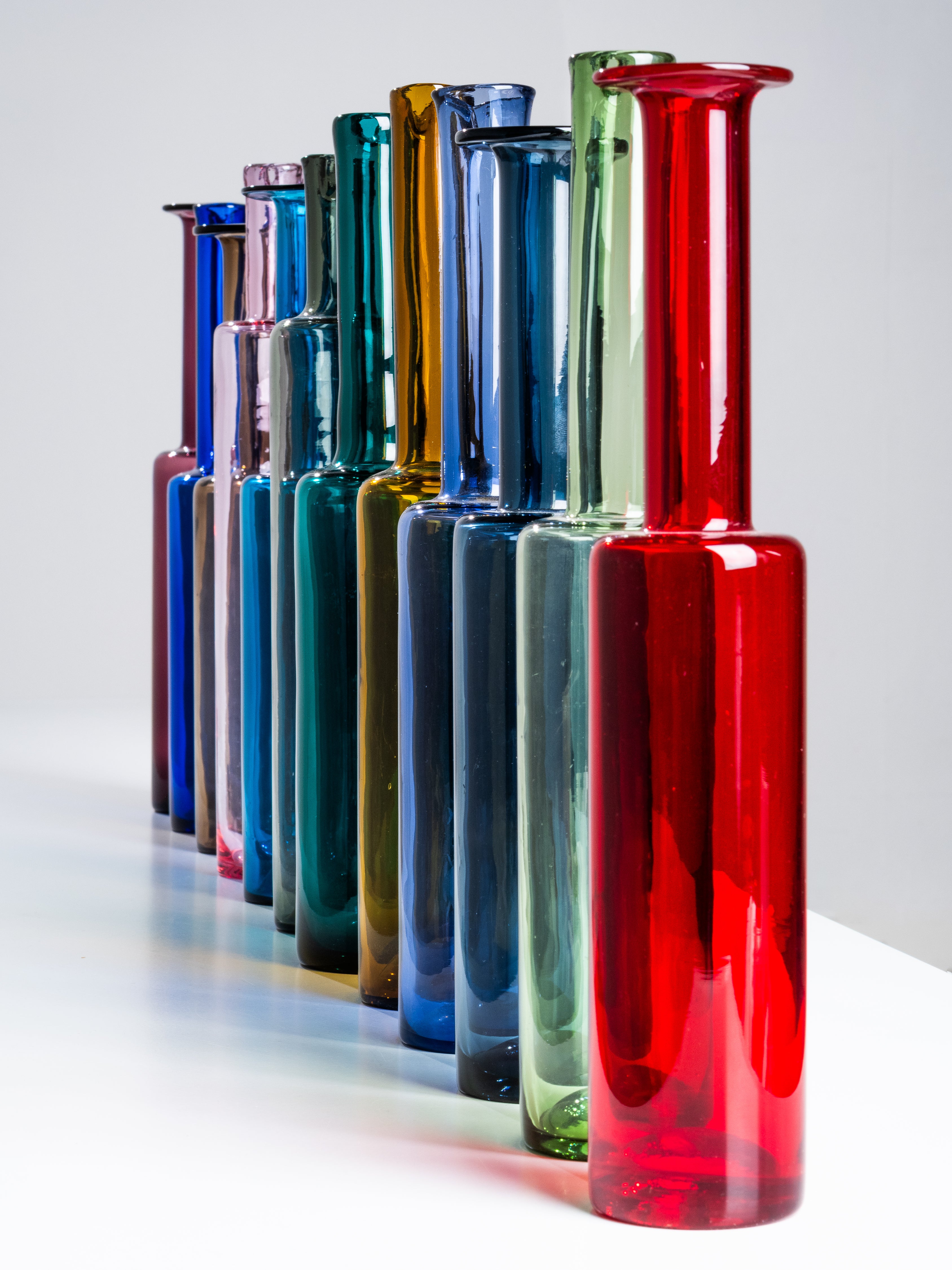 Set of 12 Glass Bottles by Nanny Still, Riihimäen Lasi, Finland