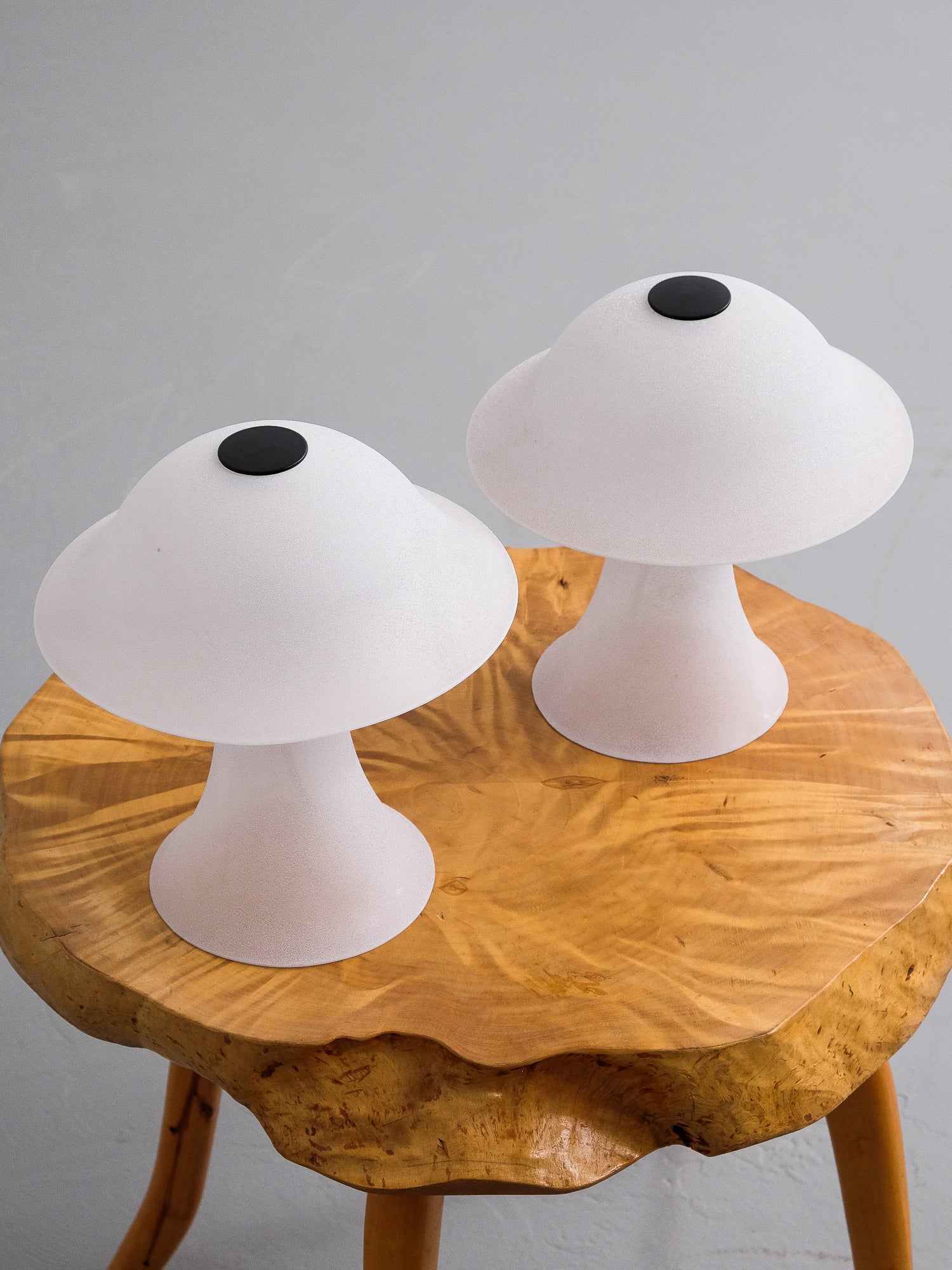 Satin Glass Mushroom Table Lamps By Peill Putzler, 1970s
