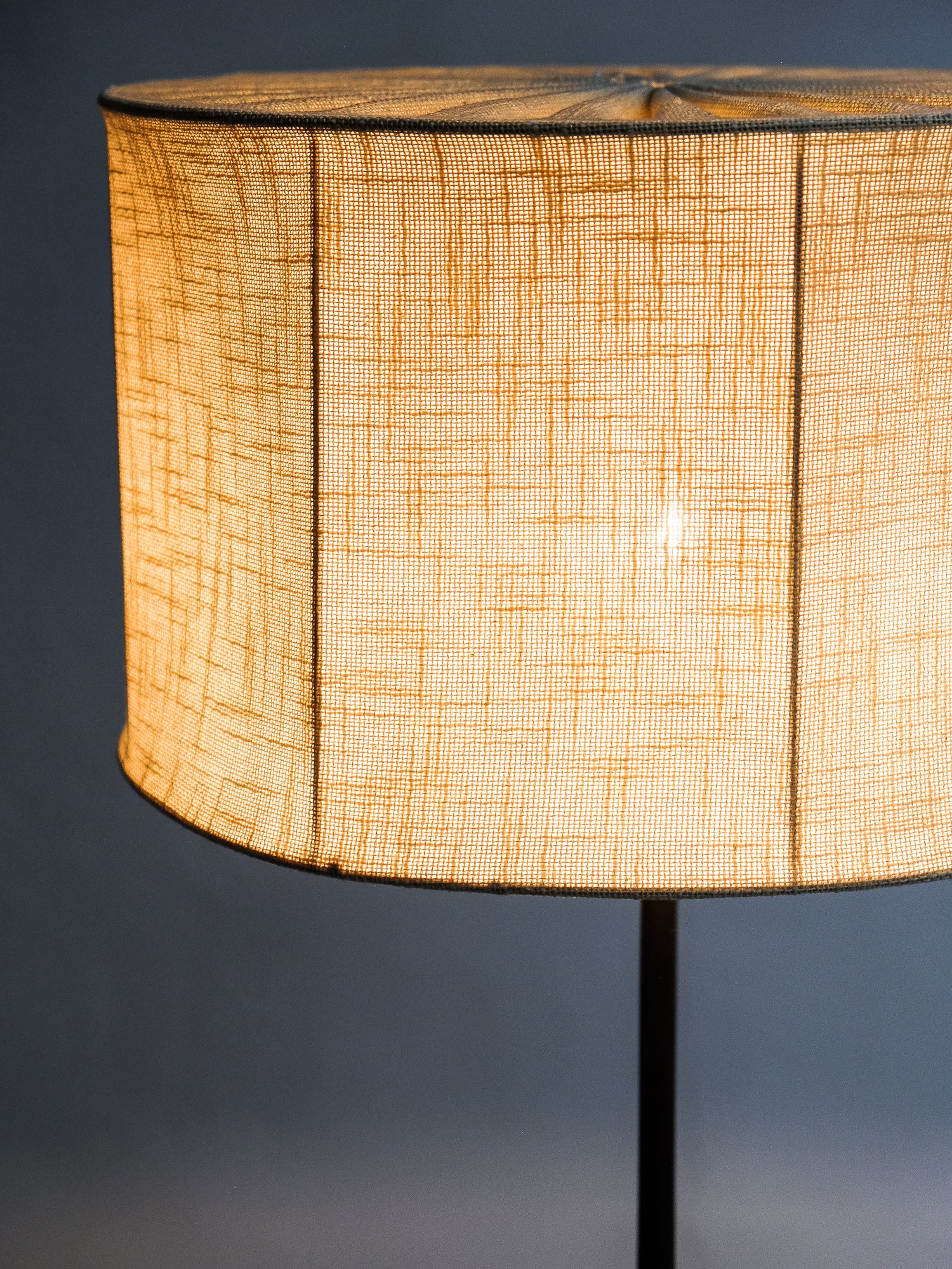 Swedish Midcentury Floor Lamp in Metal and Fabric Shade