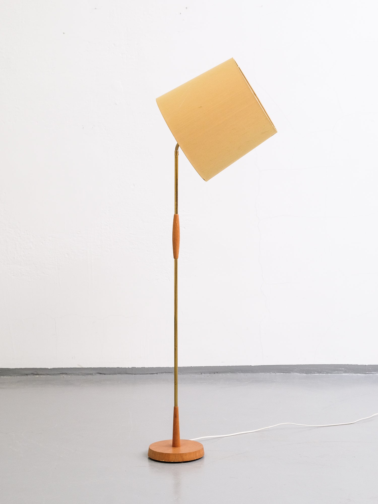 Swedish Midcentury Brass &amp; Teak Floor Lamp
