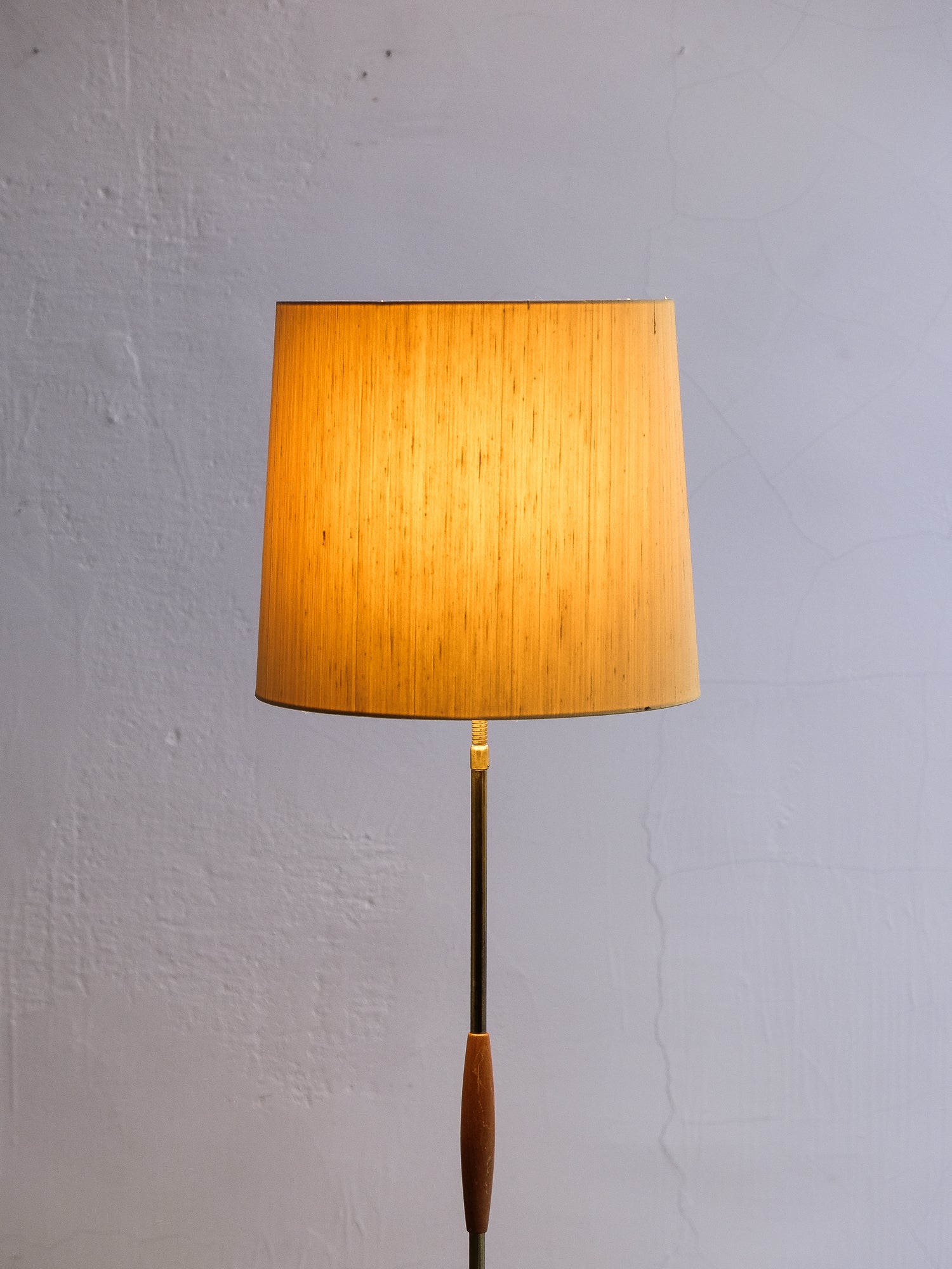Swedish Midcentury Brass &amp; Teak Floor Lamp
