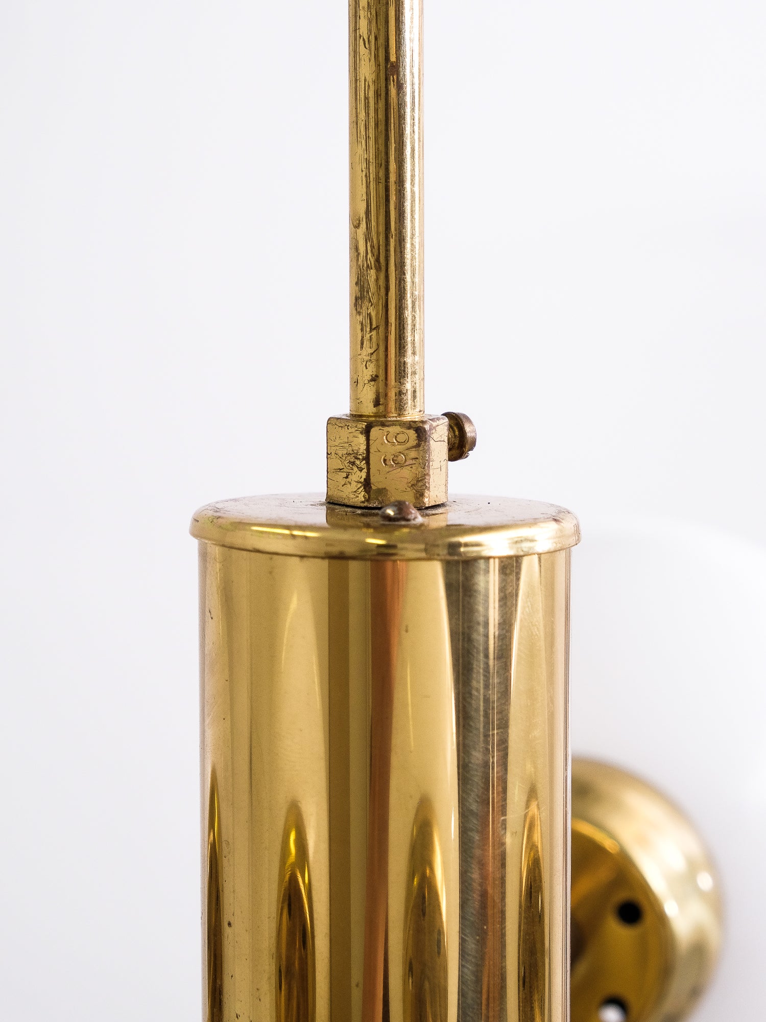 Brass Sputnik Chandelier with 5 Opaline Glass Globes