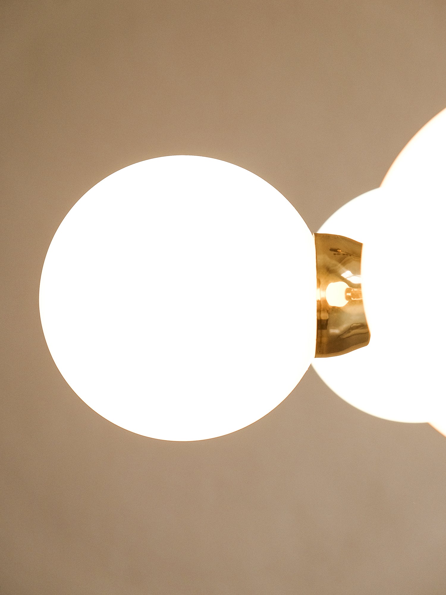 Brass Sputnik Chandelier with 5 Opaline Glass Globes