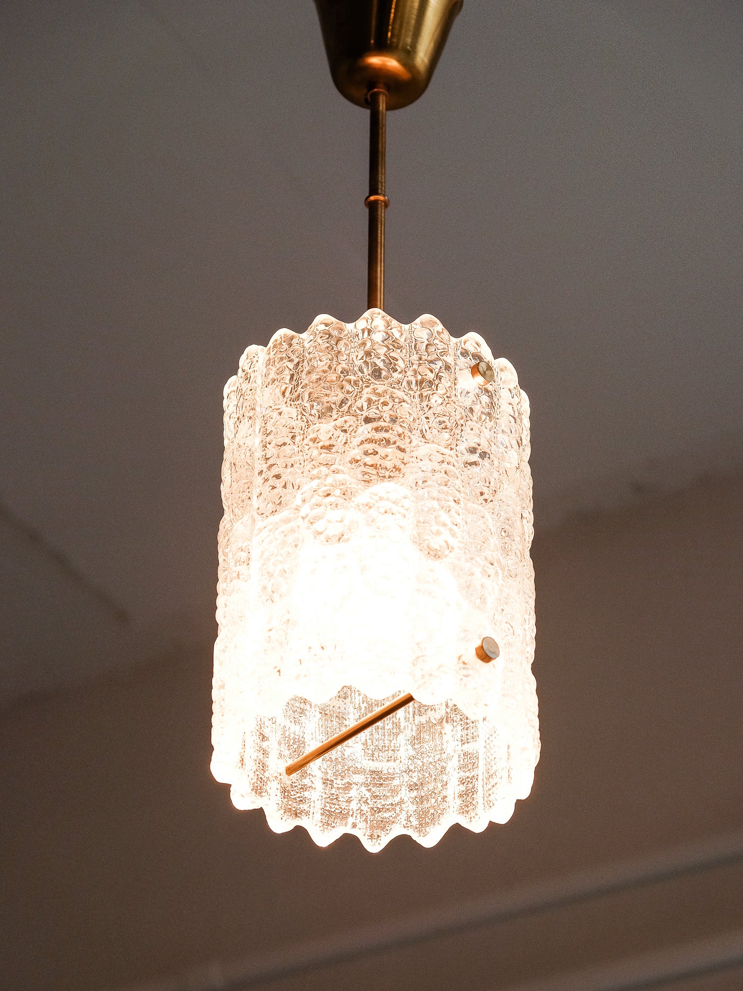 Brass and Glass Pendant Lamp by Carl Fagerlund for Orrefors, Sweden