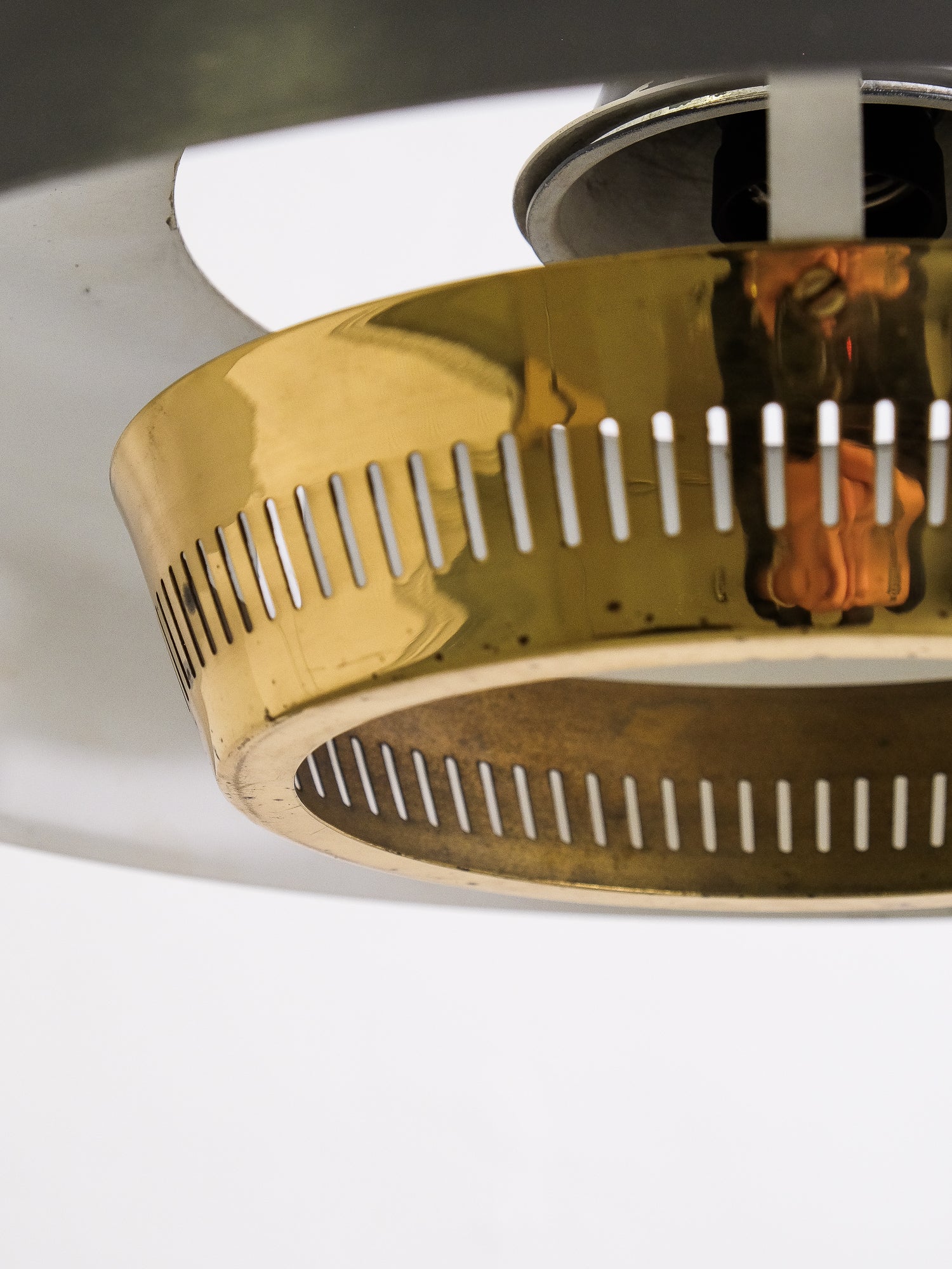 Mid-Century Modern Brass and Metal Pendant Lamp