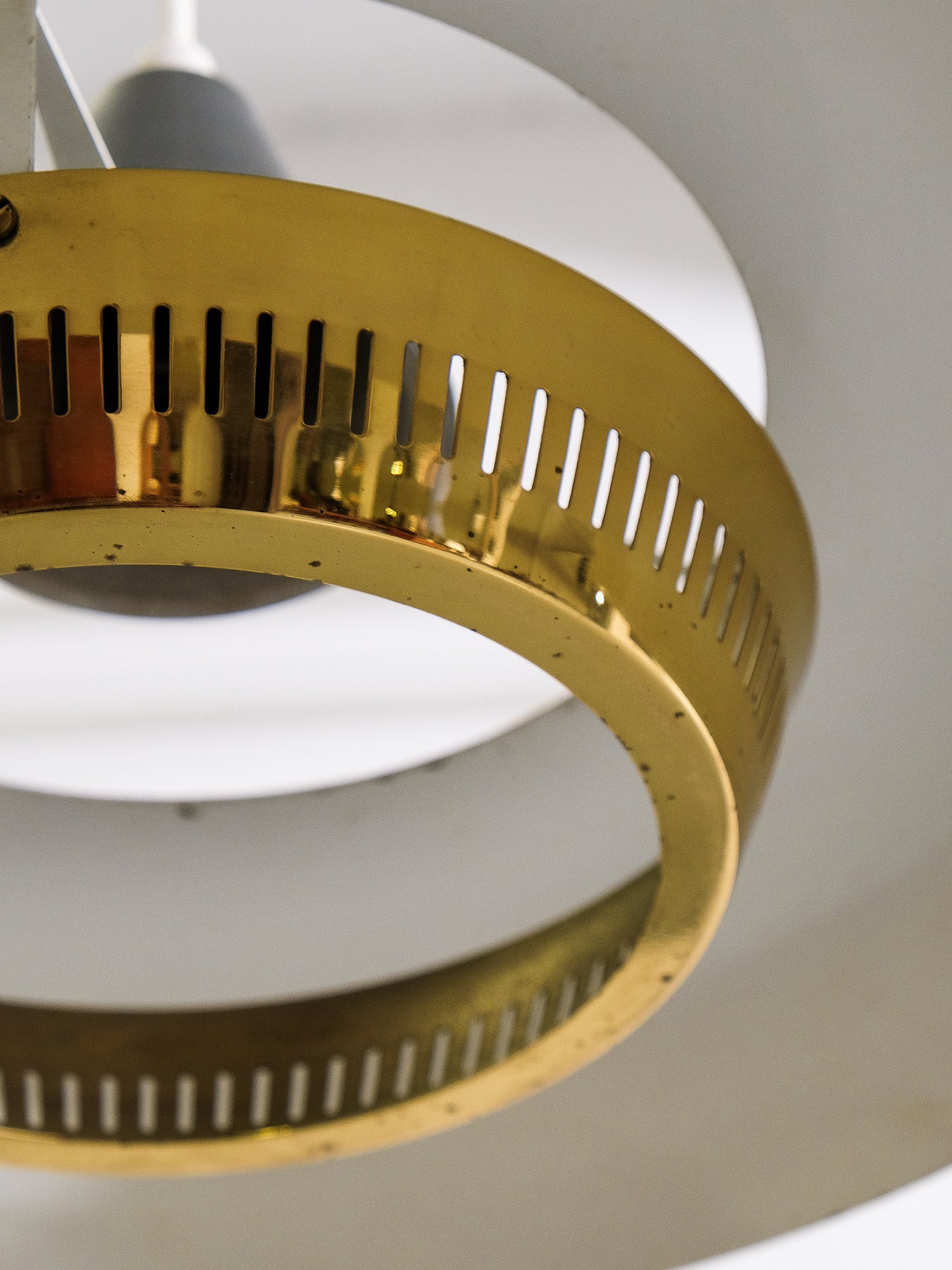 Mid-Century Modern Brass and Metal Pendant Lamp