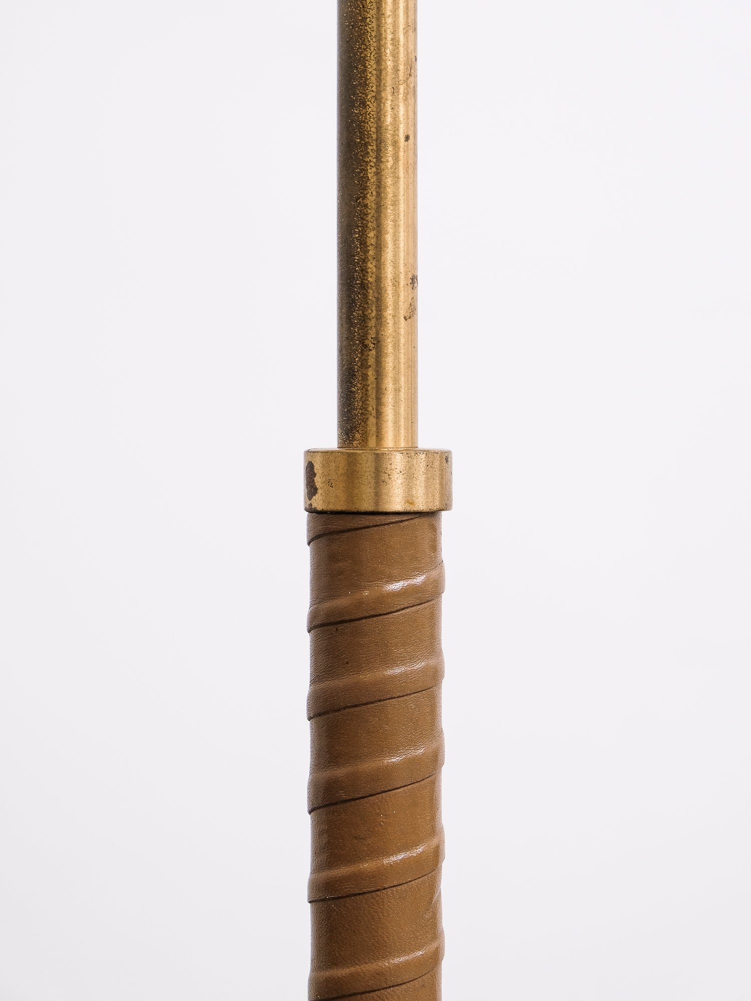 Swedish Brass &amp; Leather Floor Lamp, 1960s