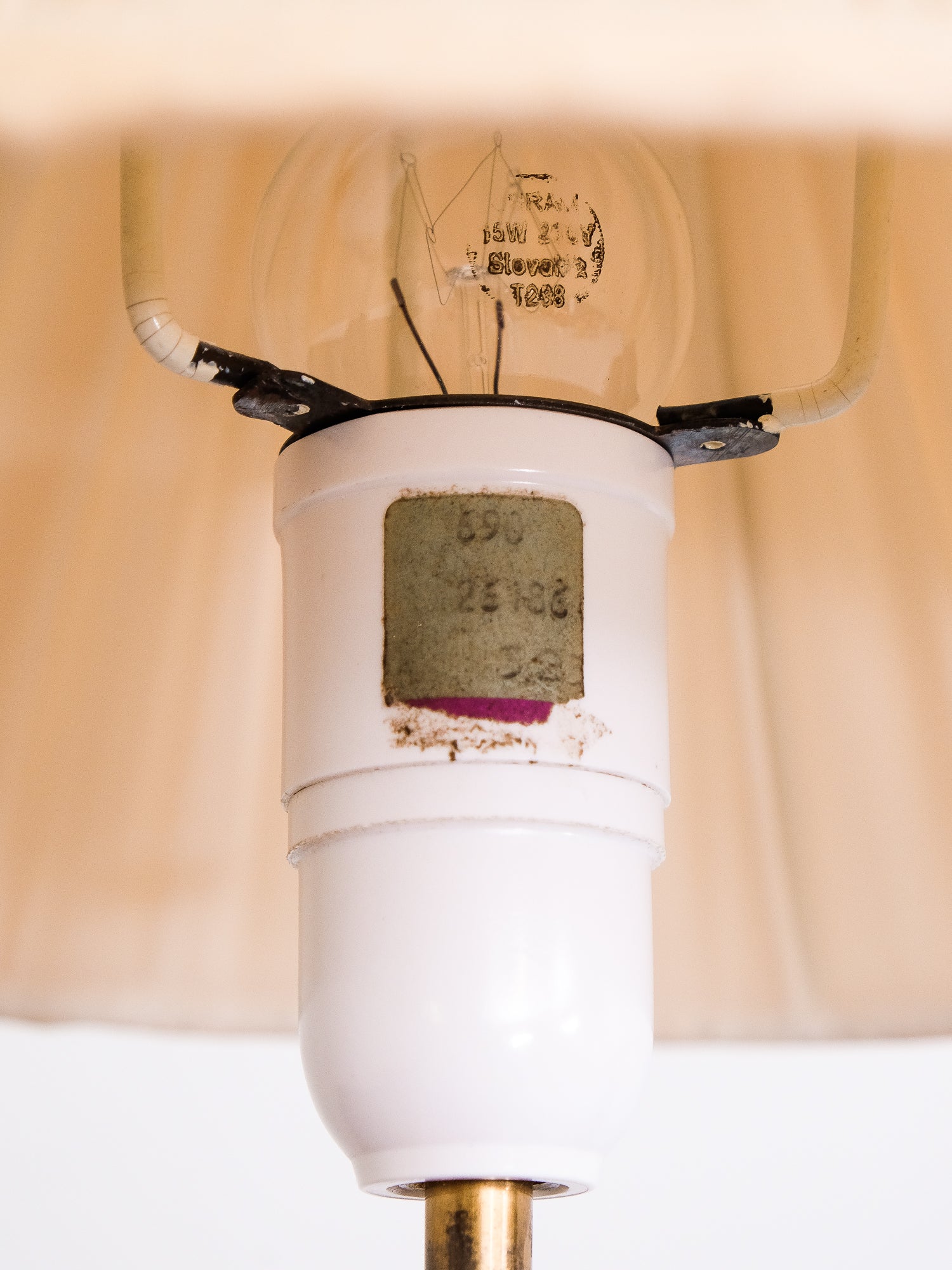 Brass Table Lamp with Pleated Shade