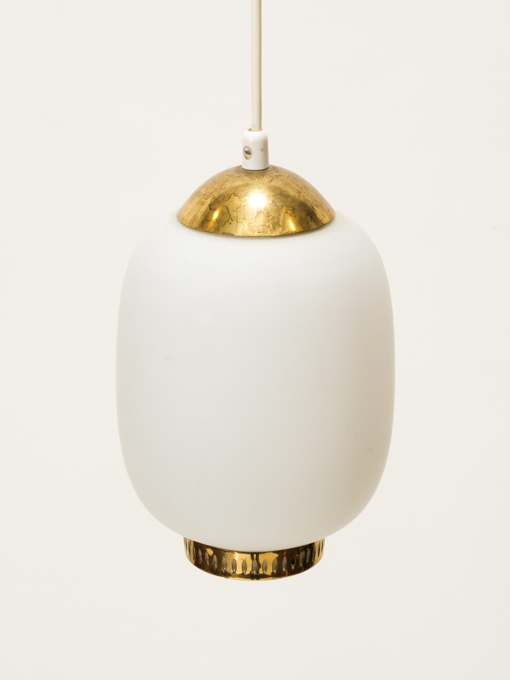 Brass and Opaline Glass Pendant Lamp by Valinte, 1950s