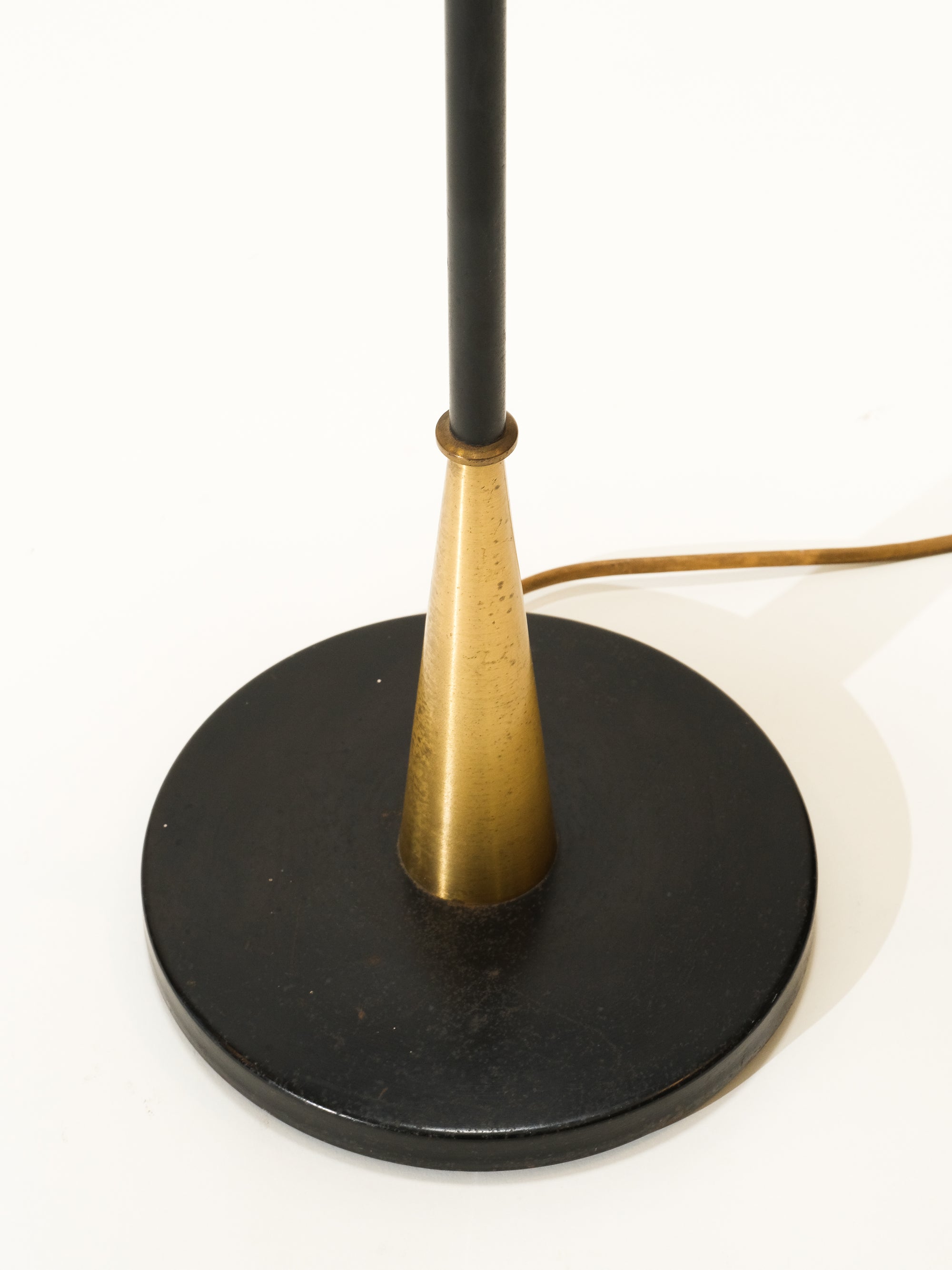 Scandinavian Black Iron and Brass Floor Lamp, 1950s